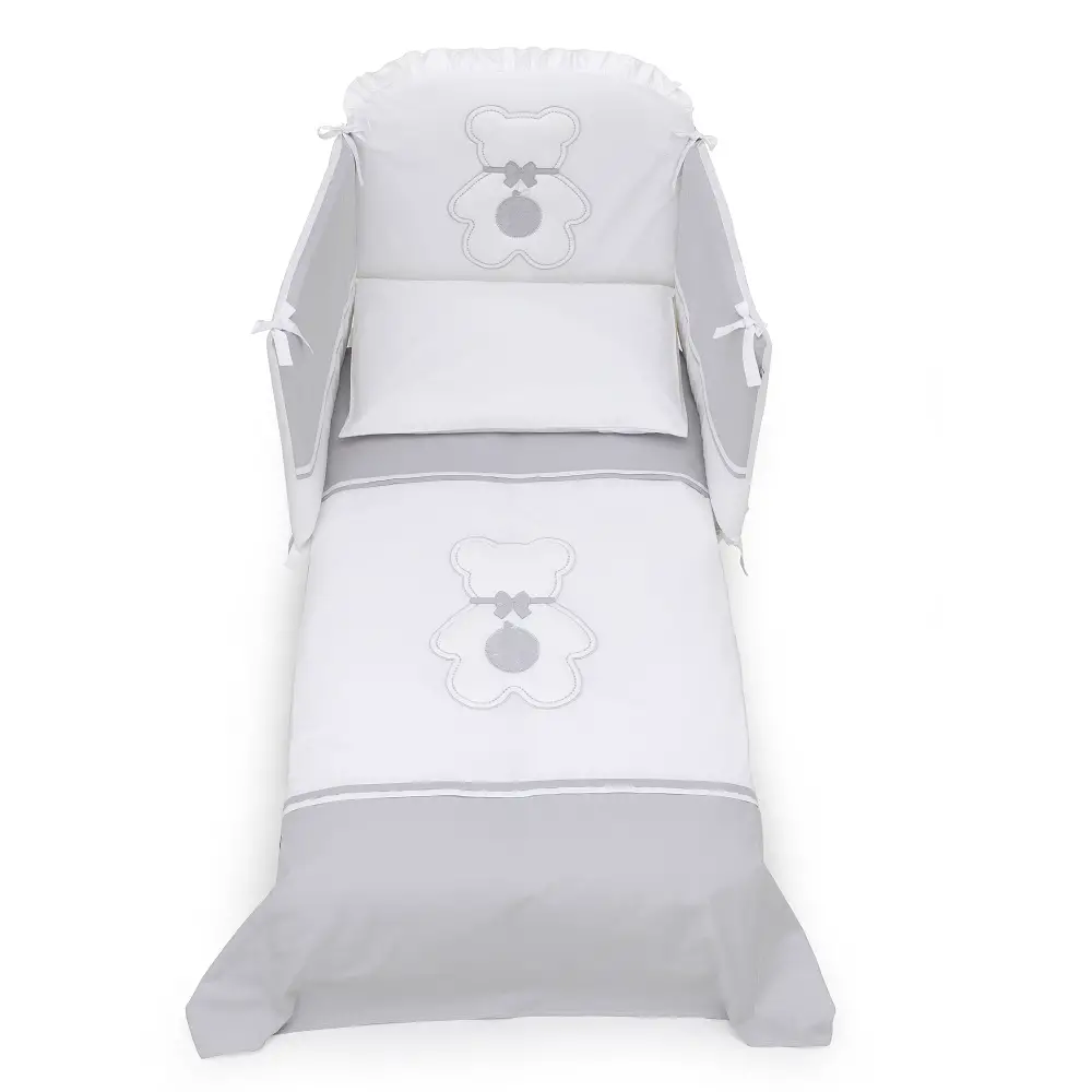 FIOCCO COMPLETO SFILABILE(PIUMONE) 4 PEZZI BIANCO GRIGIO - lenzuolini