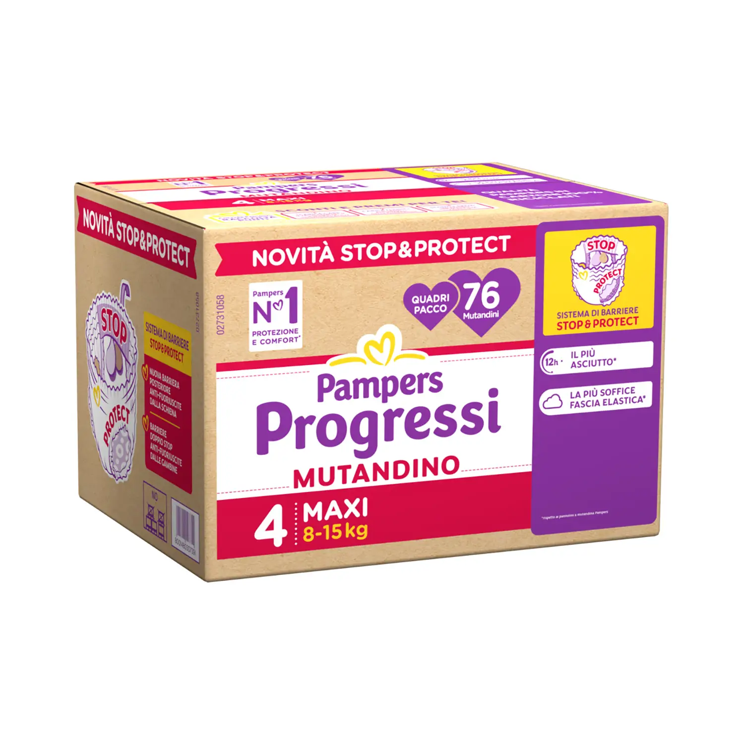 Pampers Progressi Mutandino Pacco Scorta 4 Maxi 8/15 Kg - 76 Mutandini - pannolini e salviettine