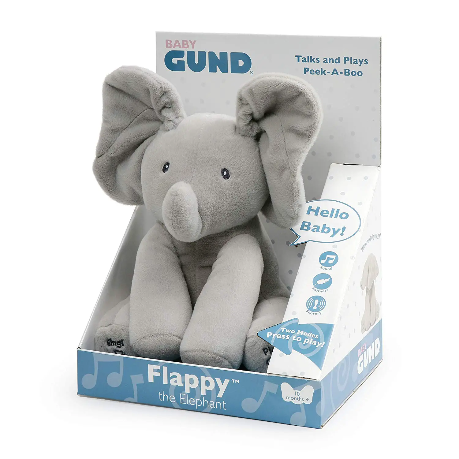 Gund Flappy Elefantino Interattivo Parlante – Peluche 30,5 cm - peluches 0/36 mesi