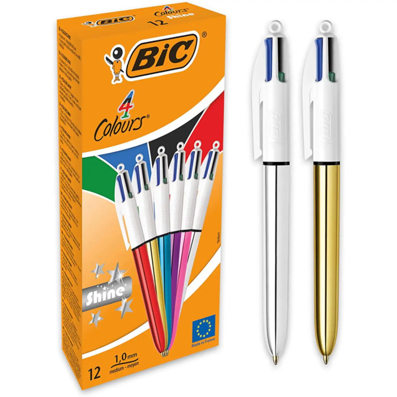 Penna BIC 4 Colours Fluo – Confezione da 12 Pezzi - penne pennarelli ufficio