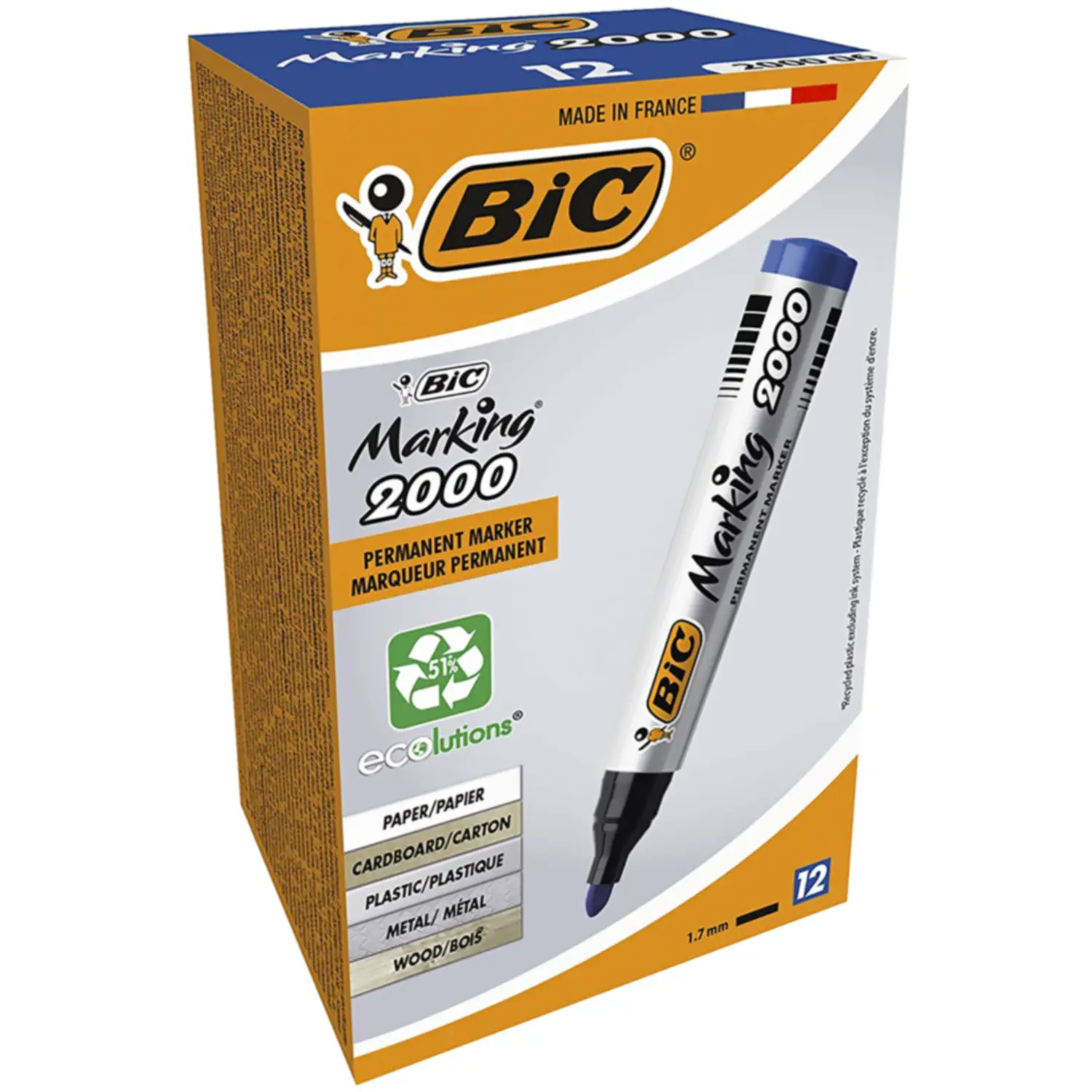 Marcatore BIC Marking 2000 – Punta Tonda Blu ECOlutions - penne pennarelli ufficio