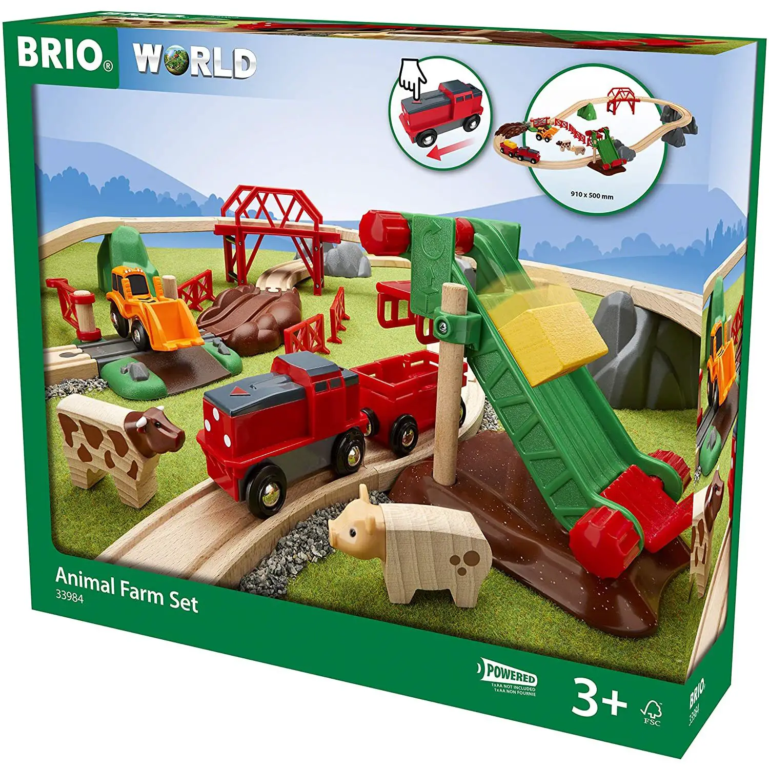 BRIO Set Fattoria Degli AnimaliBrio Set Fattoria degli Animali – Set Trenino Elettrico - Costruzioni in legno