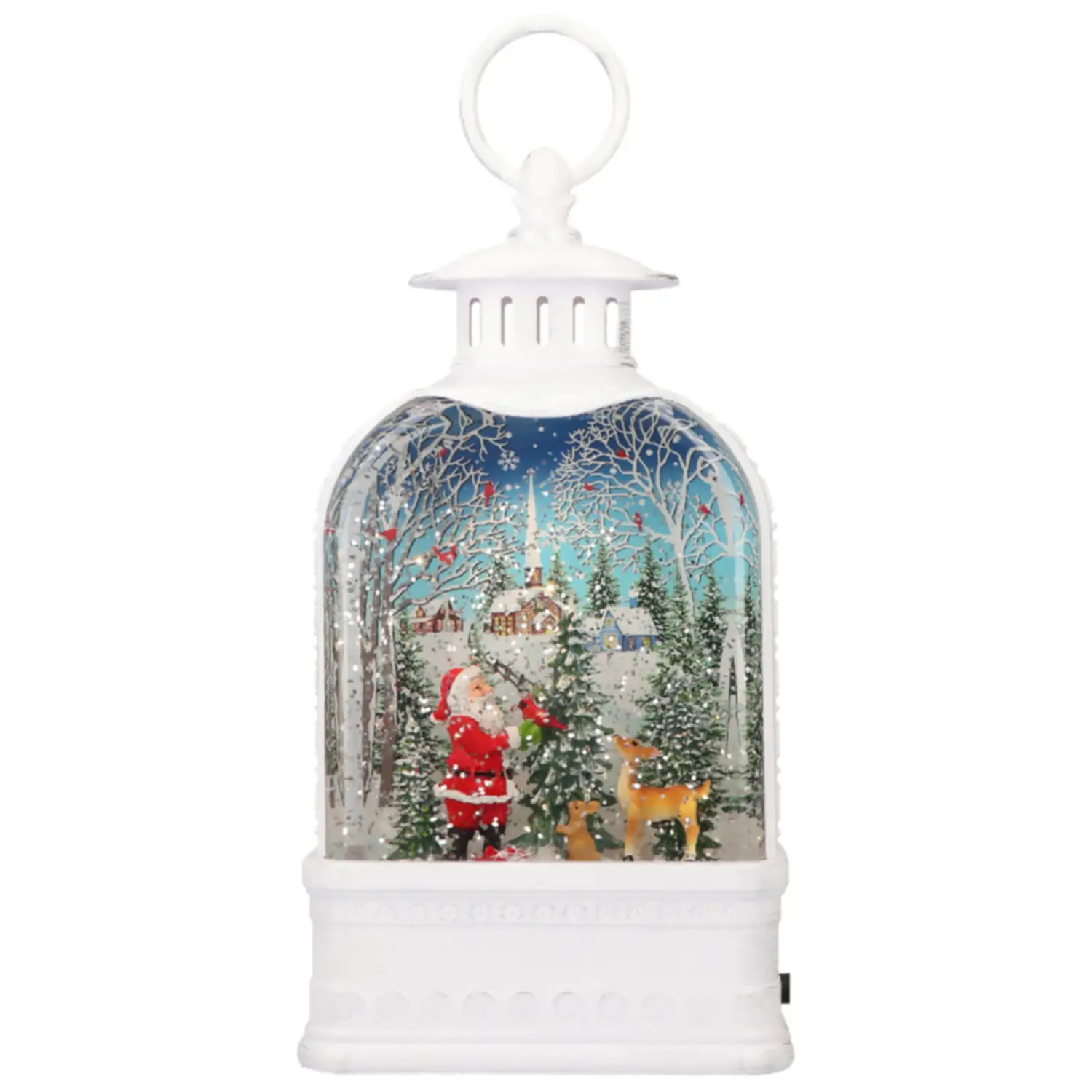 Lanterna Watersnowing Bianca con Luci LED – Decorazione Natalizia Magica - addobbi casa
