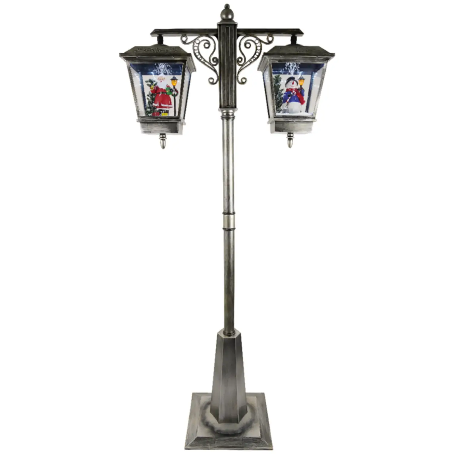 Lanterna Snowing Doppia Nero Argento Led Adattatore Incluso - addobbi casa
