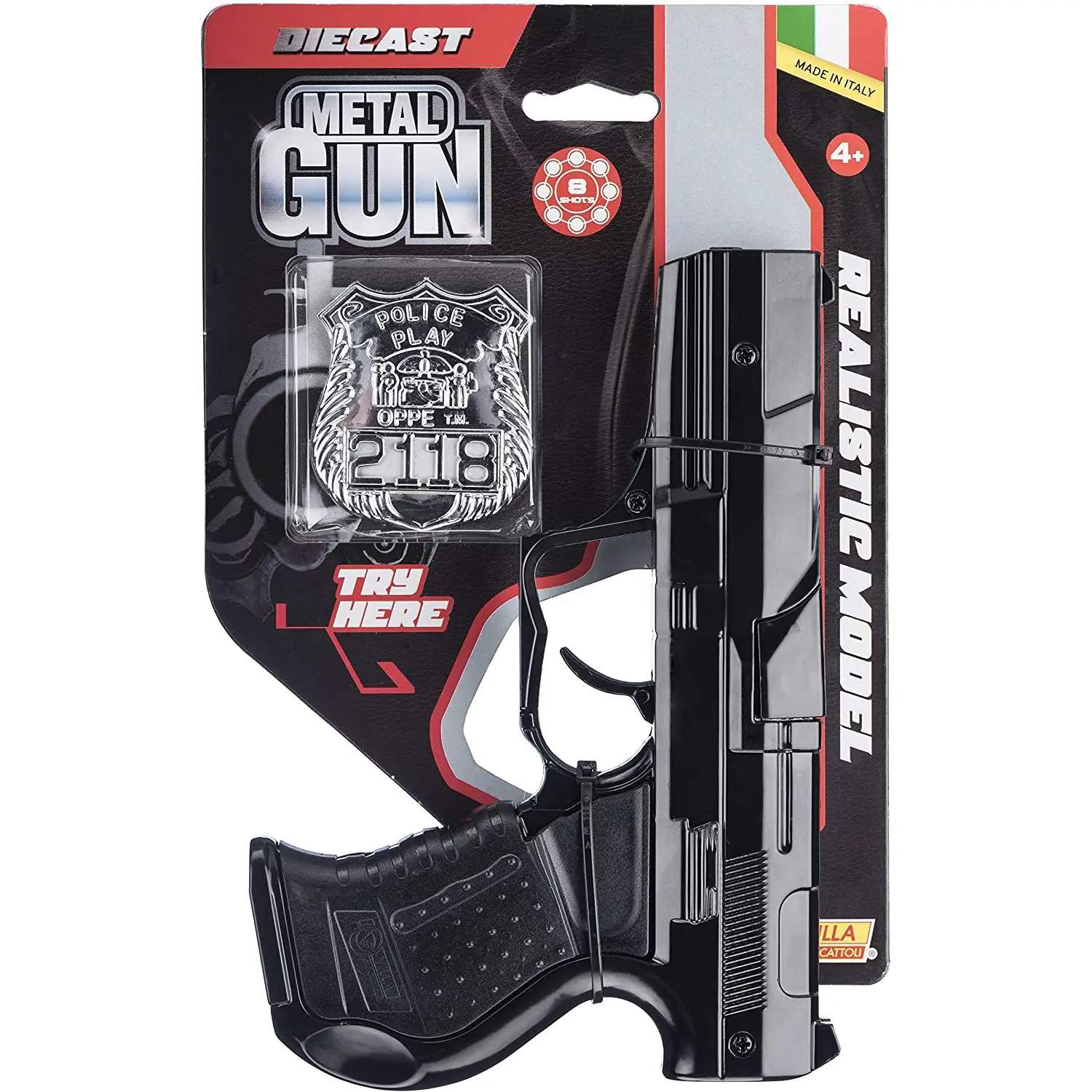 Pistola Police Black - Metal Gun - Revolver Giocattolo in Metallo - armi soldatini