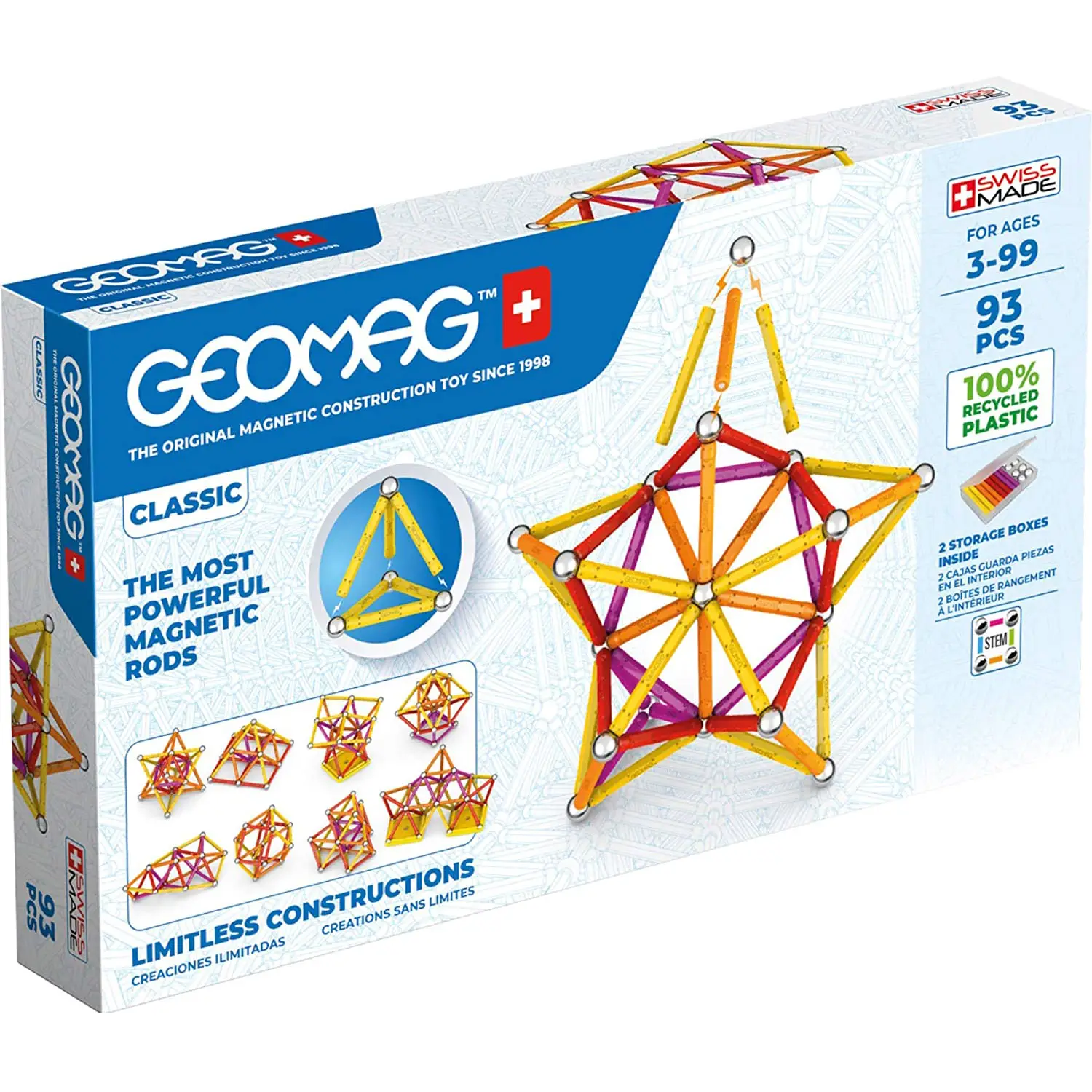 Geomag Classic Green Line 93 Pezzi – Gioco Magnetico Educativo STEM - Costruzioni tecniche