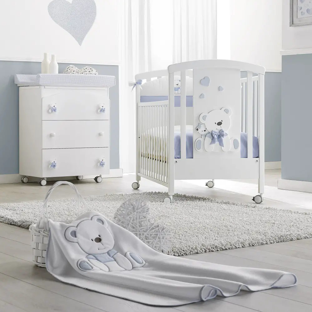 Tato Bagnetto Erbesi Bianco Celeste – Cassettiera con Fasciatoio e Vaschetta Anatomica - Zona cambio e bagno