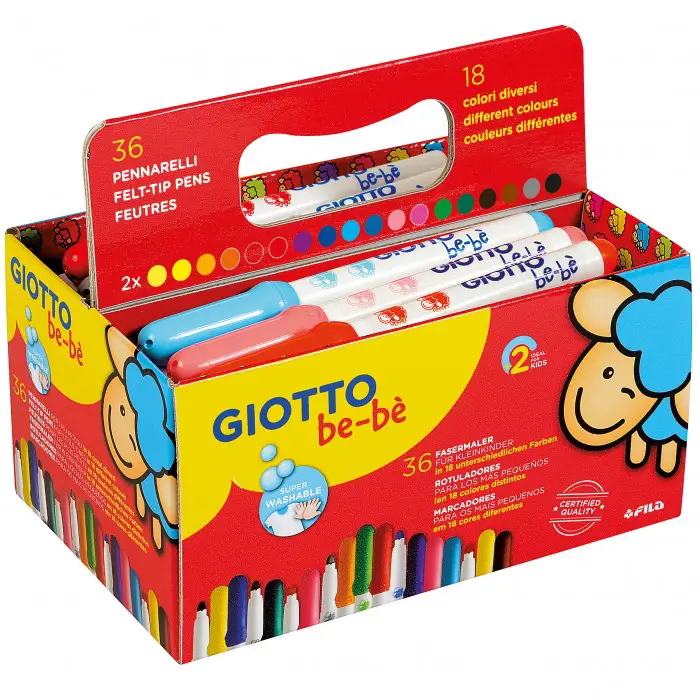 Giotto Bebè Superpennarelli – Schoolpack 36 Pennarelli in 18 Colori - Pennarelli