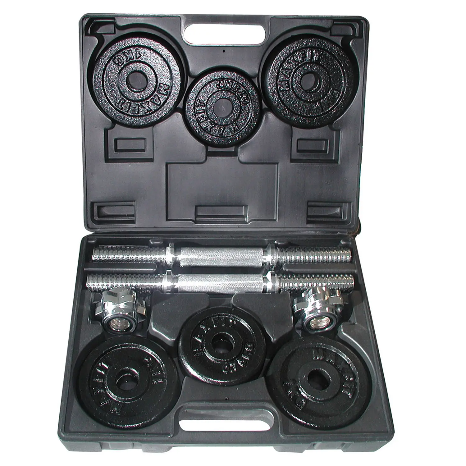 Valigetta Pesi Ghisa 15 kg - 2 Manubri + Dischi 8x1 kg + 4x0,75 kg - pesi