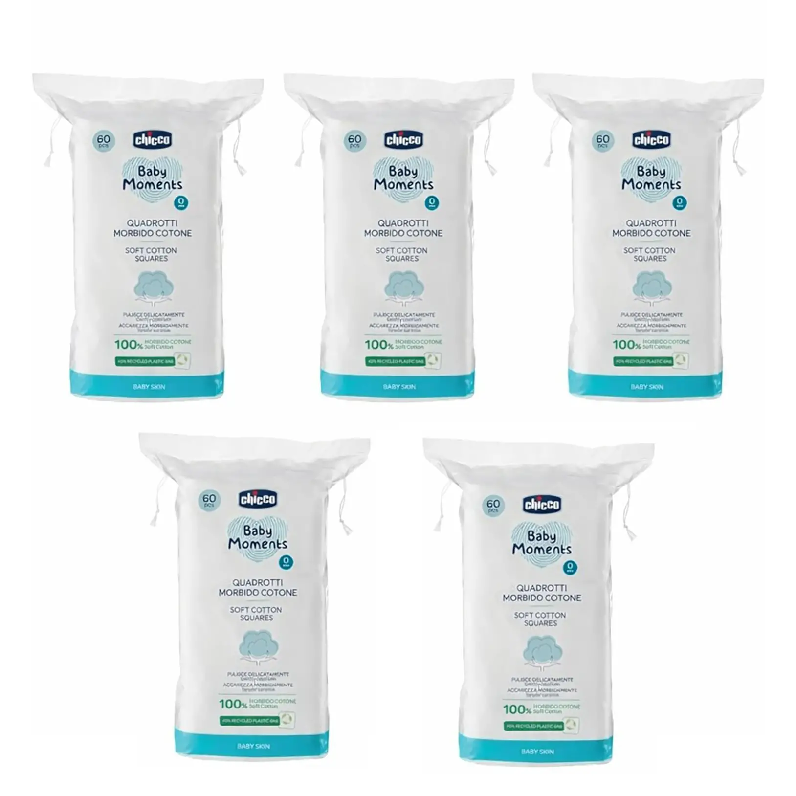Baby Moments Quadrotti Morbido Cotone 60 pz - cosmesi e igiene
