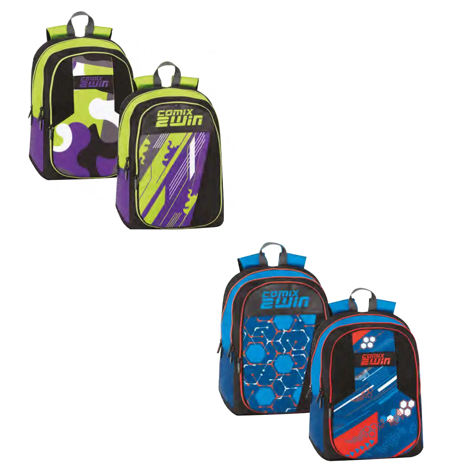 Comix 2win Zaino Organizzato Reversibile 2 Varianti - zaini scuola