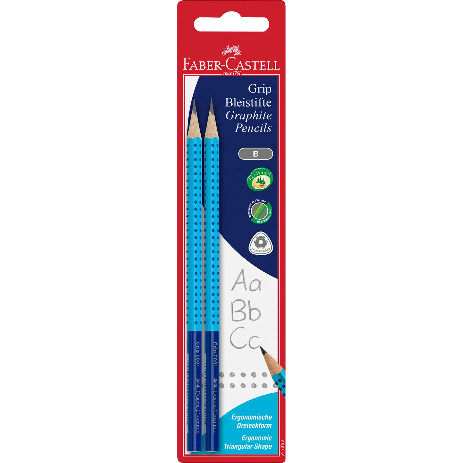 Set 2 Matite Grip 2001 Two Tone Faber-Castell – Colori Assortiti, Durezza B - Matite Temperini Gomme