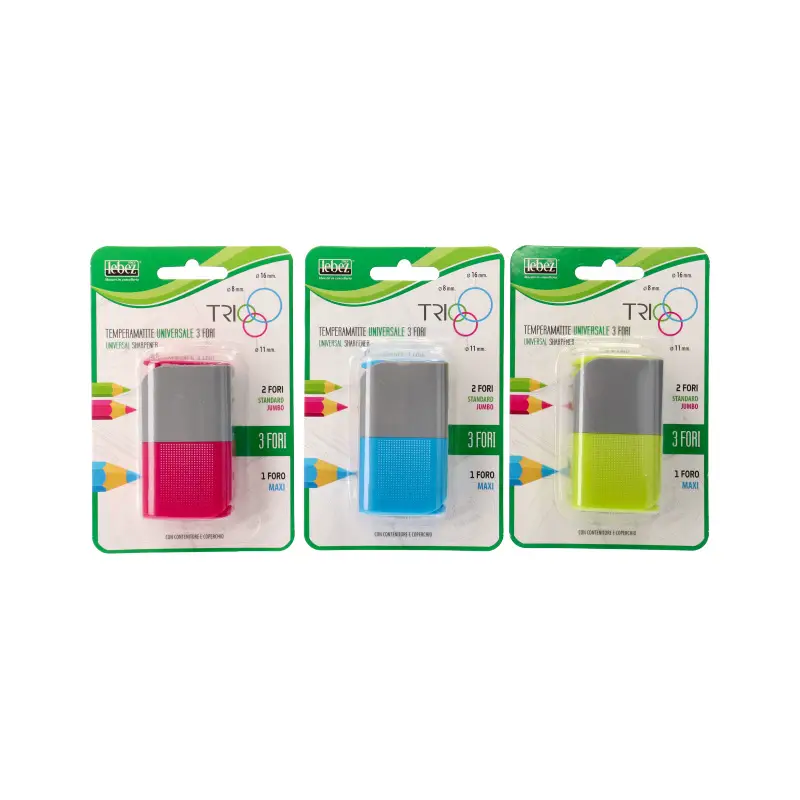 Temperamatite 3 Fori Standard, Junior e Maxi - Matite Temperini Gomme
