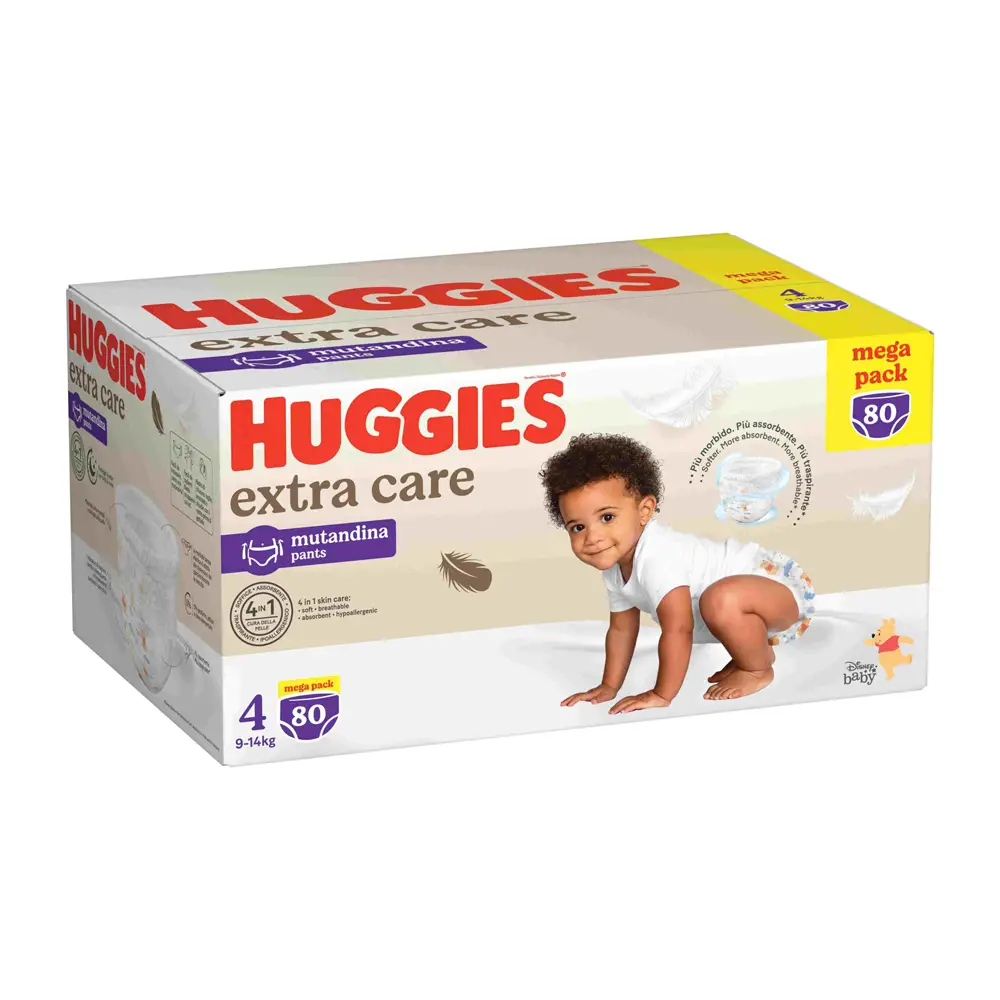Pannolini Huggies Extra Care Mutandina Megapack - Taglia 4 - 9-14 Kg - 80 Pezzi - pannolini e salviettine
