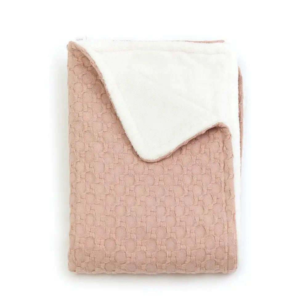 Coperta Lettino 140x100 Honey in Bambù Organico con Spugna Peluche Nudepink - lenzuolini