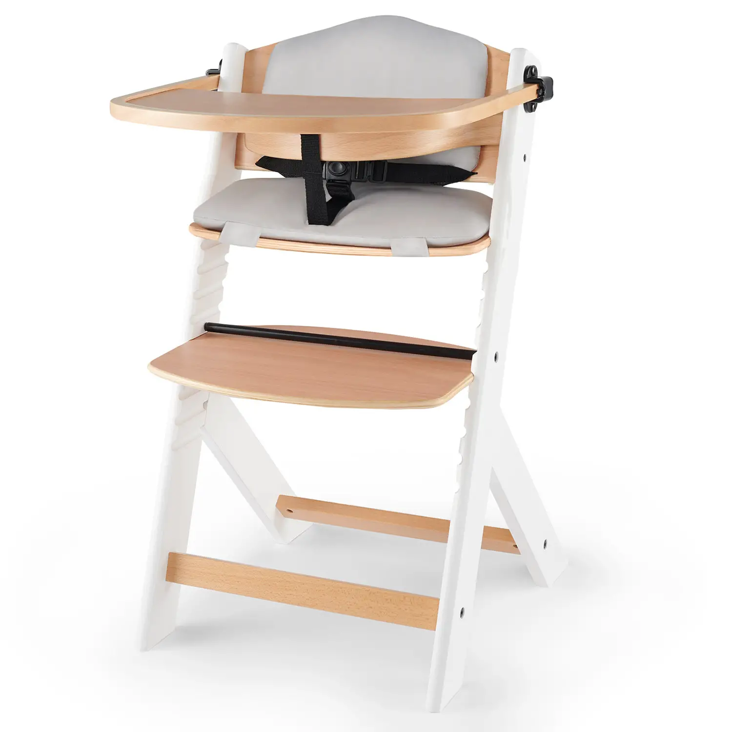 Kinderkraft Seggiolone Enock in Legno con Cuscino Bianco - seggioloni
