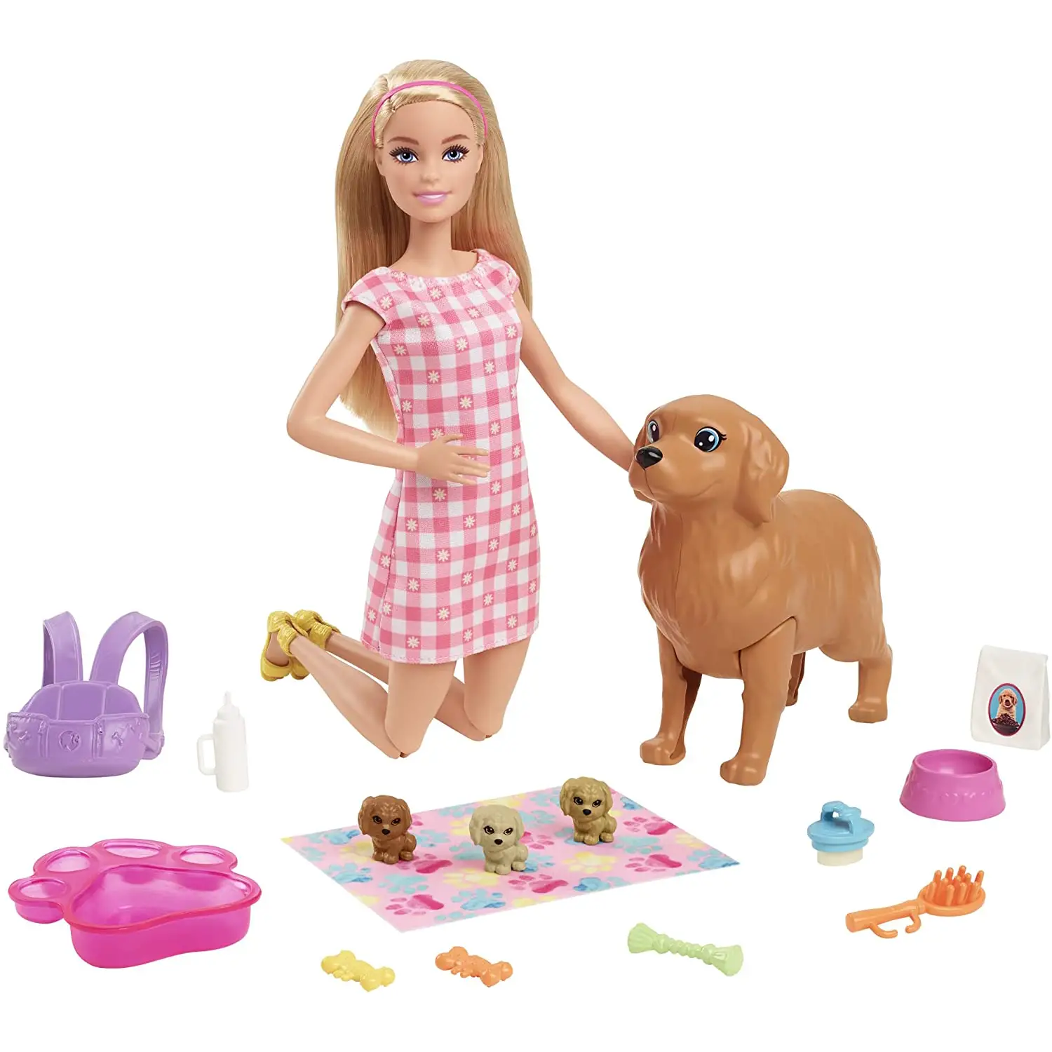 Barbie Playset Cuccioli Appena Nati con Funzione Parto - collezionabili bambina