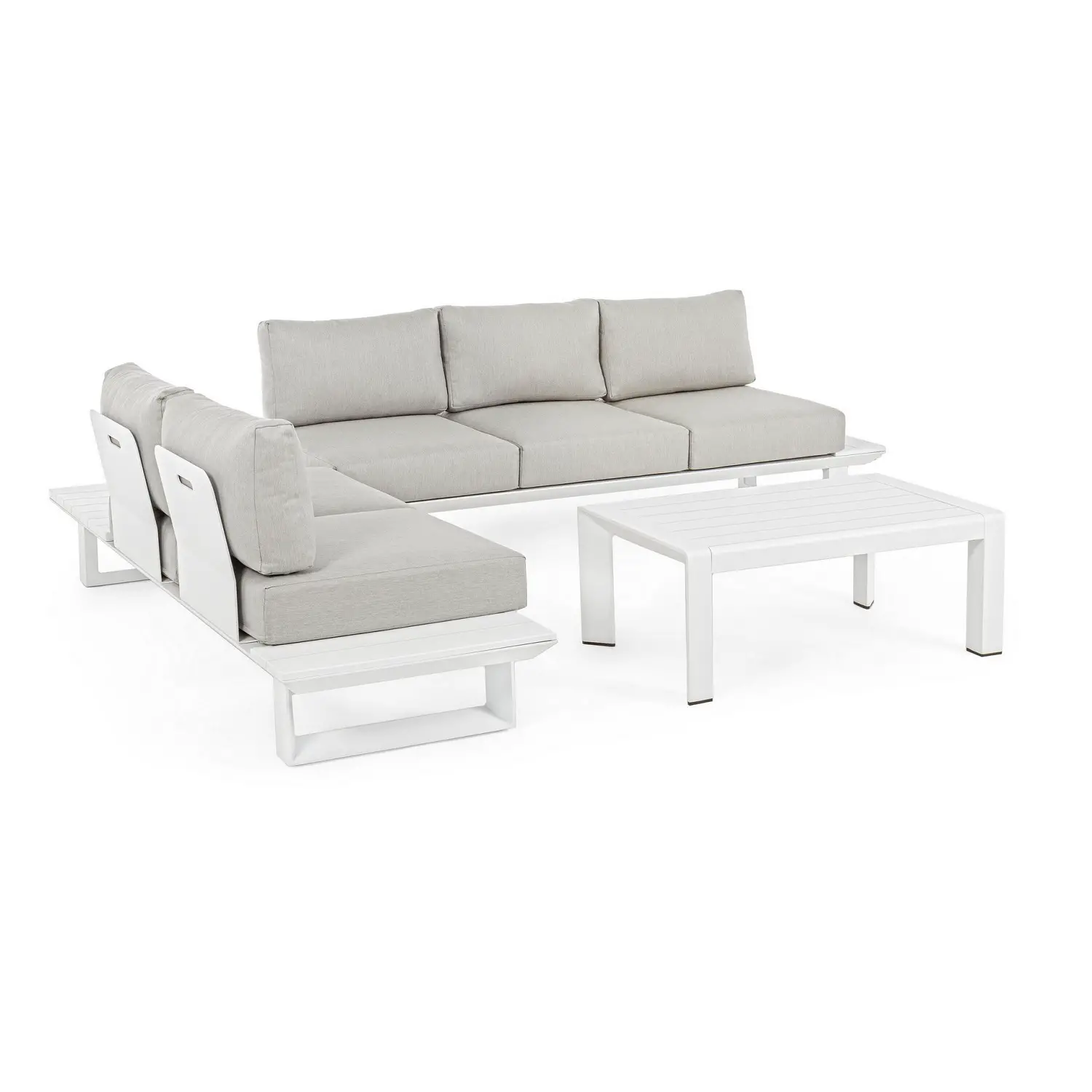 Salotto Angolare in Alluminio Bianco con Cuscini Konnor - set e salotti