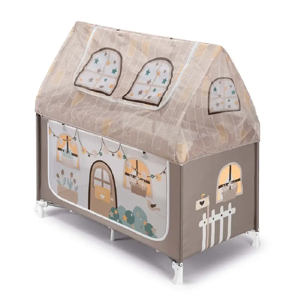 Letto Campeggio Daily Dolci Sogni Beige con Casetta – Lettino Portatile per Bambini - lettini da viaggio