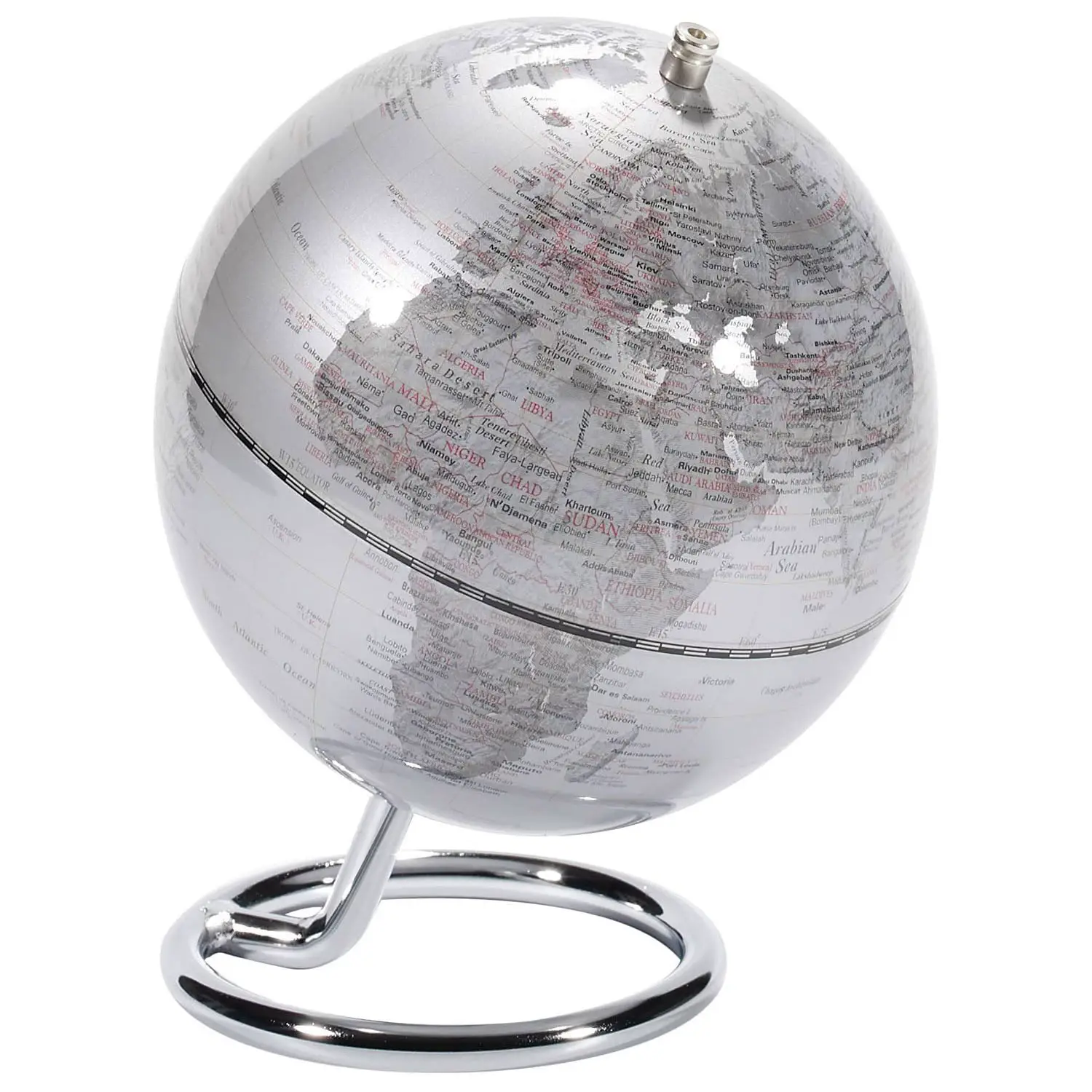Mini-Mappamondo Galileo Silver - Diametro 135mm / Altezza 170mm - Geografia e scienze naturali