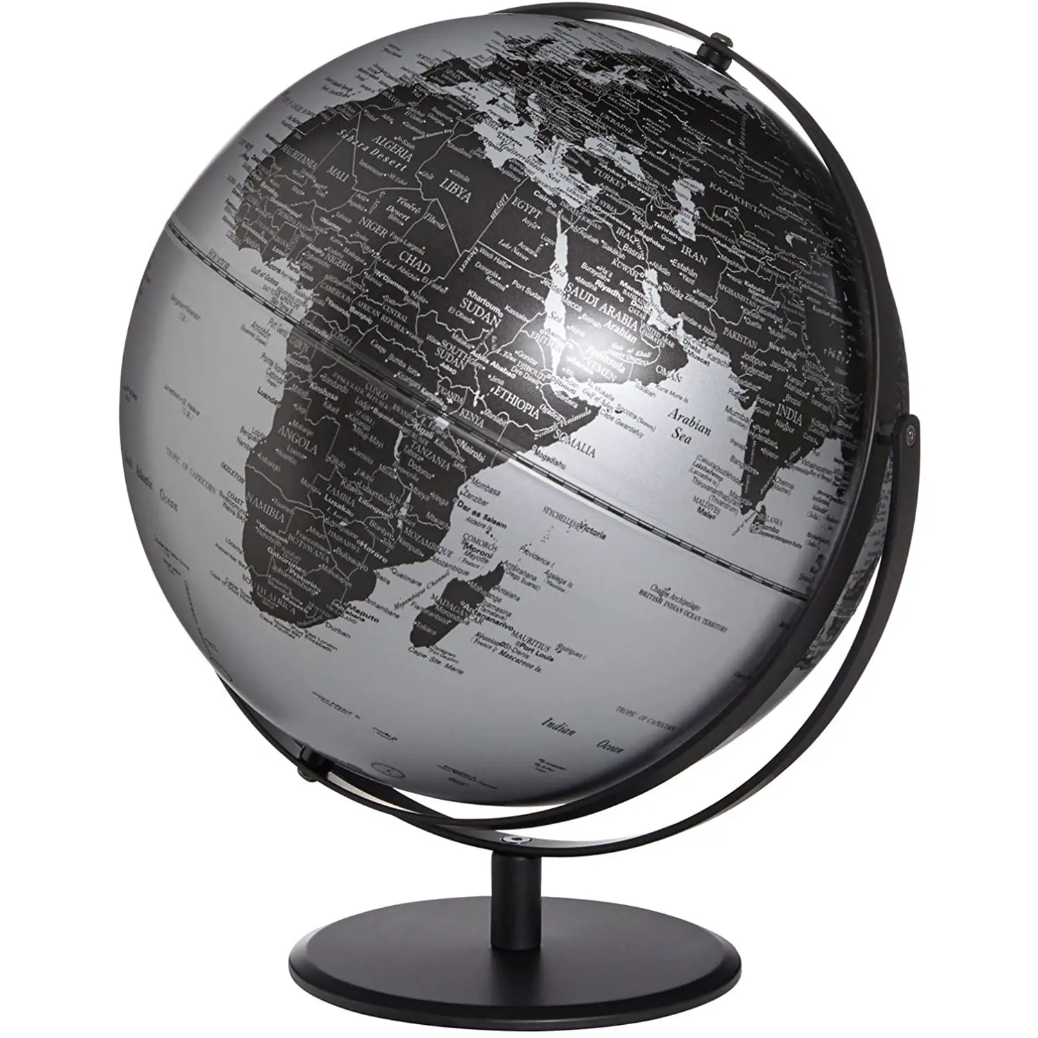 Mappamondo Juri Saturn Silver – Diametro 30 cm / Altezza 36 cm – Argento Opaco - Geografia e scienze naturali