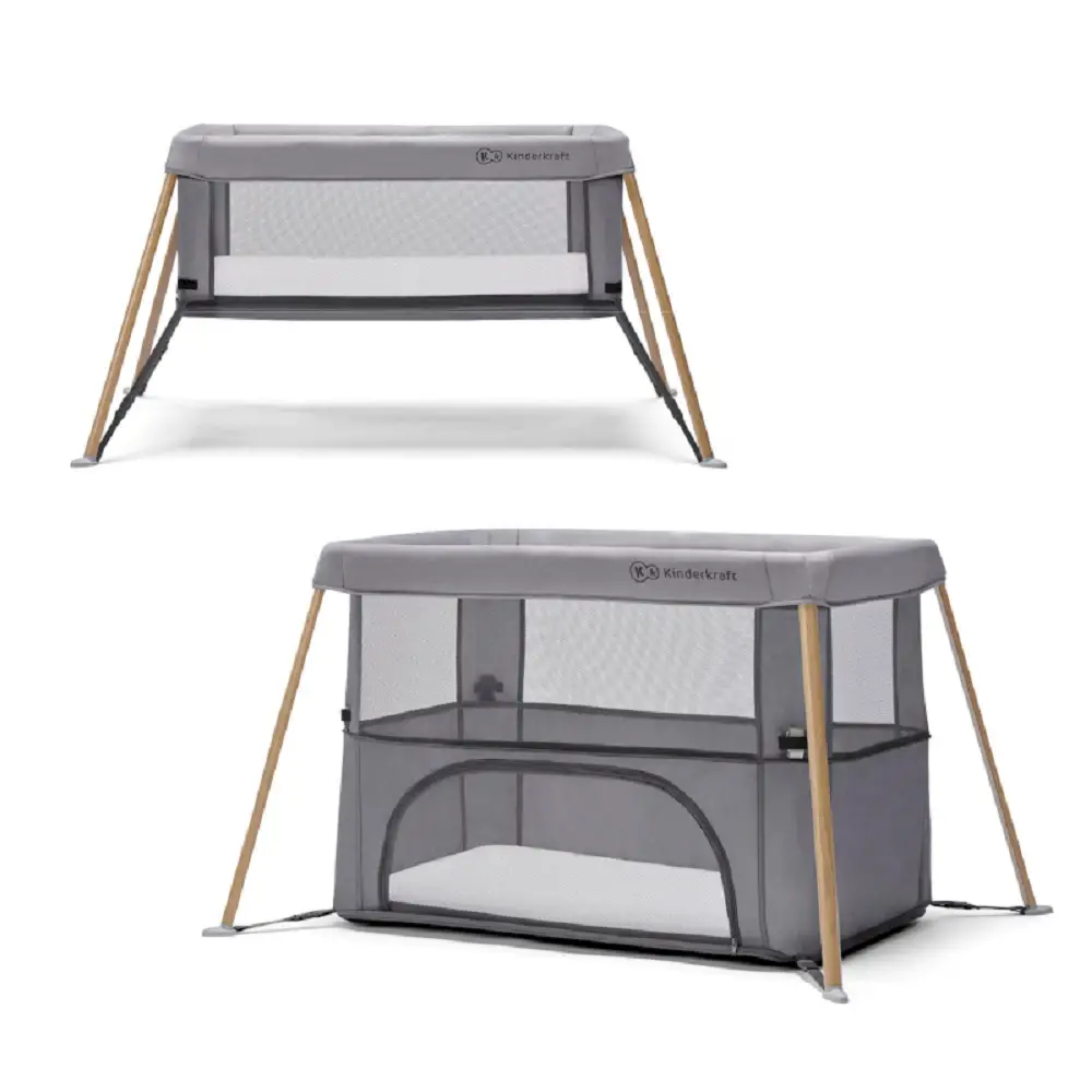 Letto 2 in 1 Kinderkraft Movi Grey Wood - lettini da viaggio