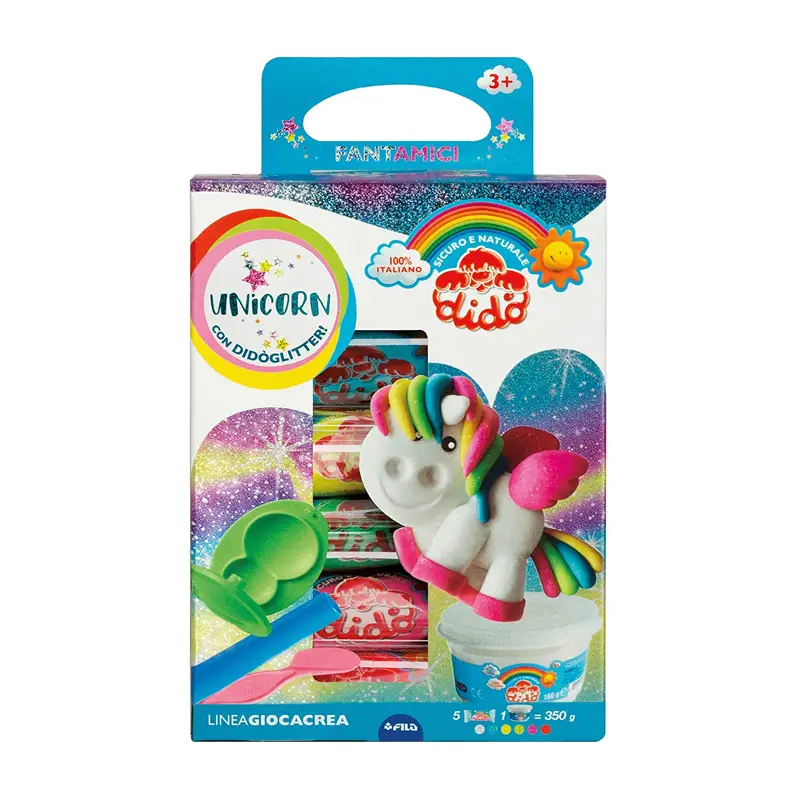 Didò Giocacrea Unicorno – Set Creativo di Pasta Modellabile Didò Glitter - Paste per modellare