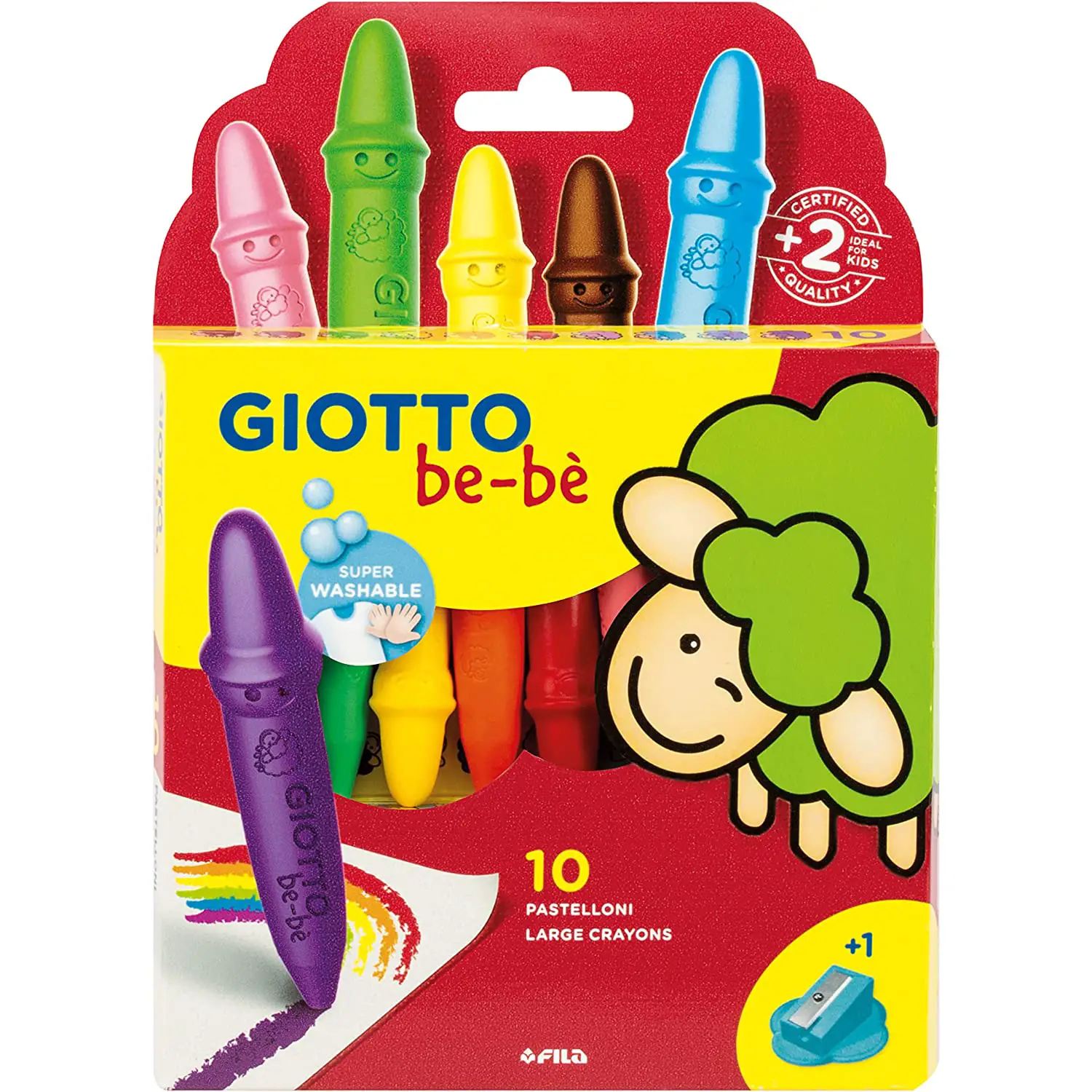 Giotto Bebe’ Astuccio 10 Pastelli a Cera – Sicuri e Facili da Usare - Pastelli