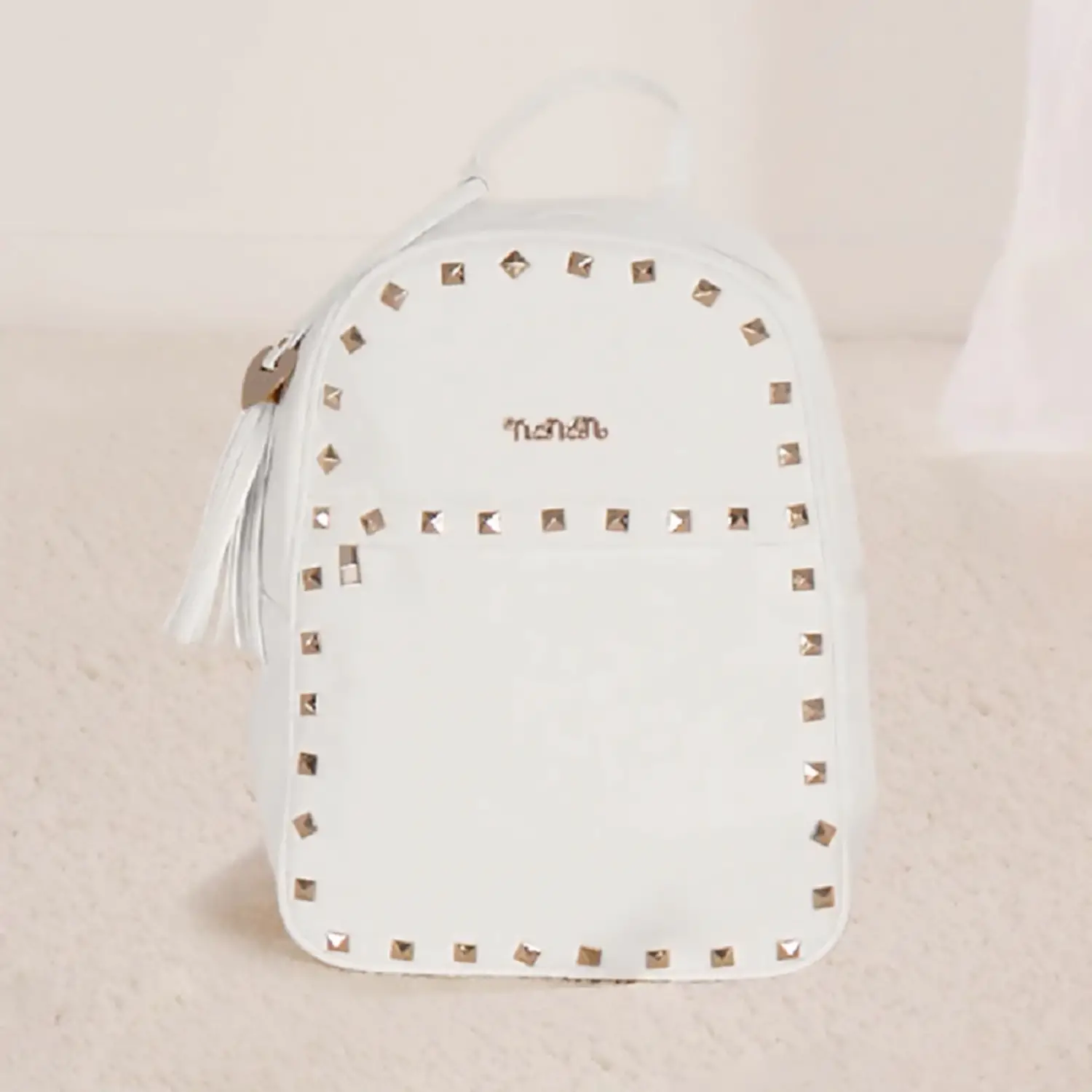 Zaino Colette Borchiato Bianco in Ecopelle - borse e zaini