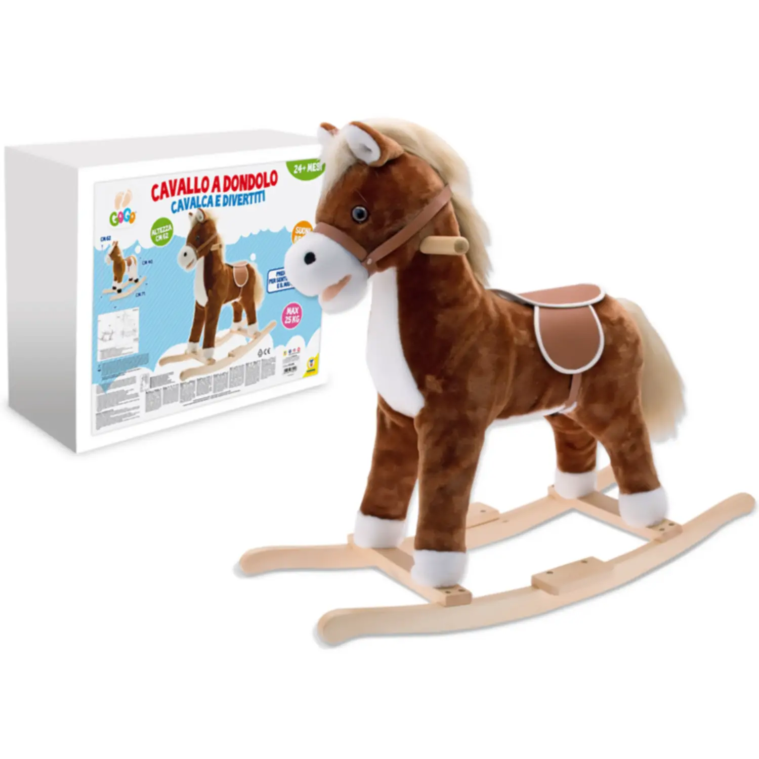 Nice & Good Cavallo a Dondolo in Peluche Alto 62cm. - Primi movimenti