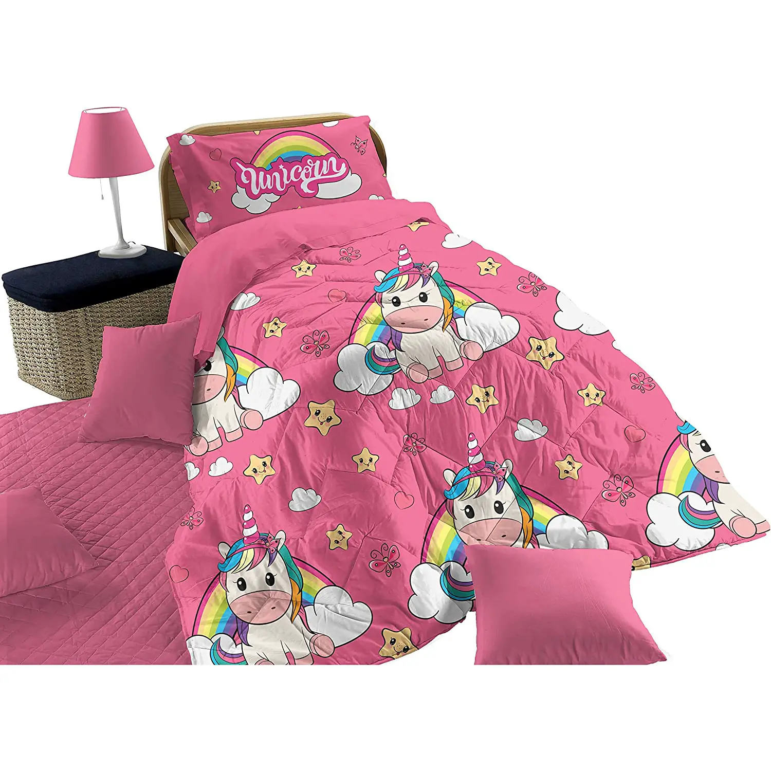 Trapunta 1 Piazza Micro 170x260 Unicorno Arcobaleno - biancheria casa