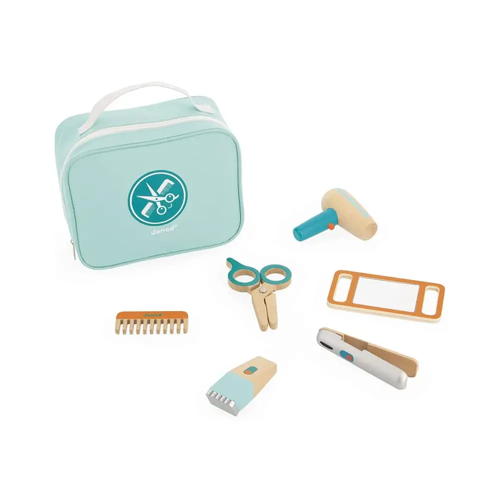 Valigetta del Parrucchiere, 6 Accessori in Legno - Professioni e mestieri