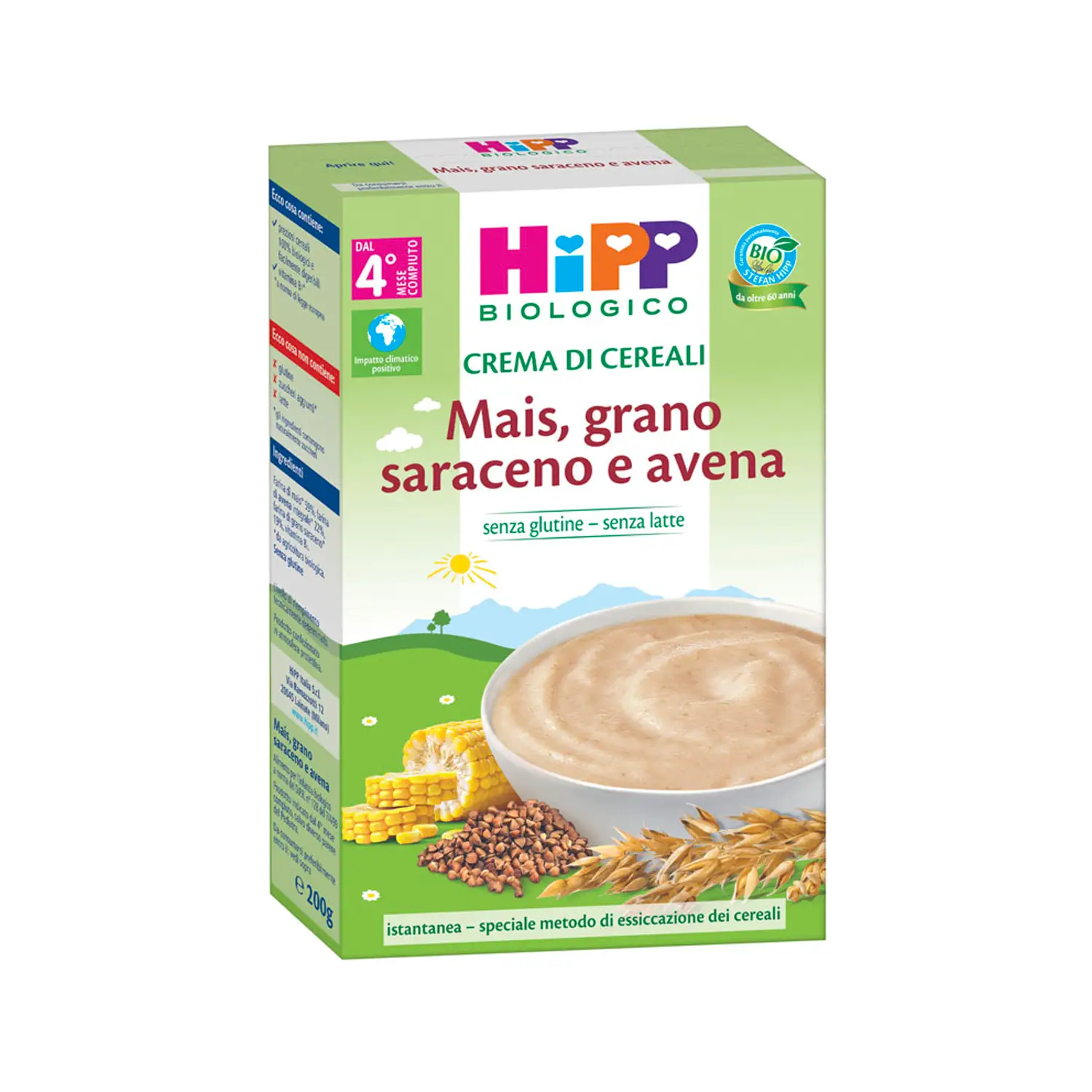 Hipp Crema Bio Mais, Grano Saraceno e Avena 200 g – Pappa Biologica - farine e creme