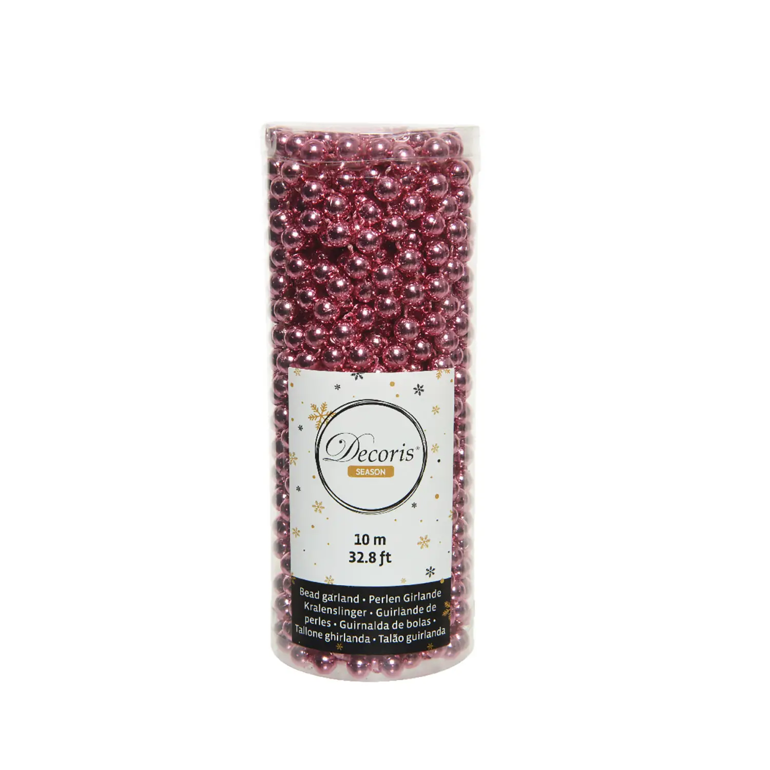 Ghirlanda natalizia di Perline in Plastica Lucida - 10 Metri - Lipstick Pink - addobbi albero