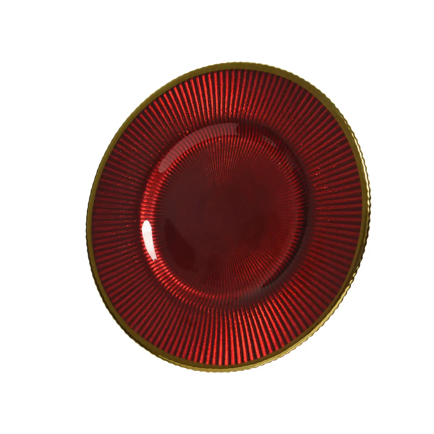 Piatto Vetro Diametro 26,5 cm. Rosso/Oro - addobbi casa