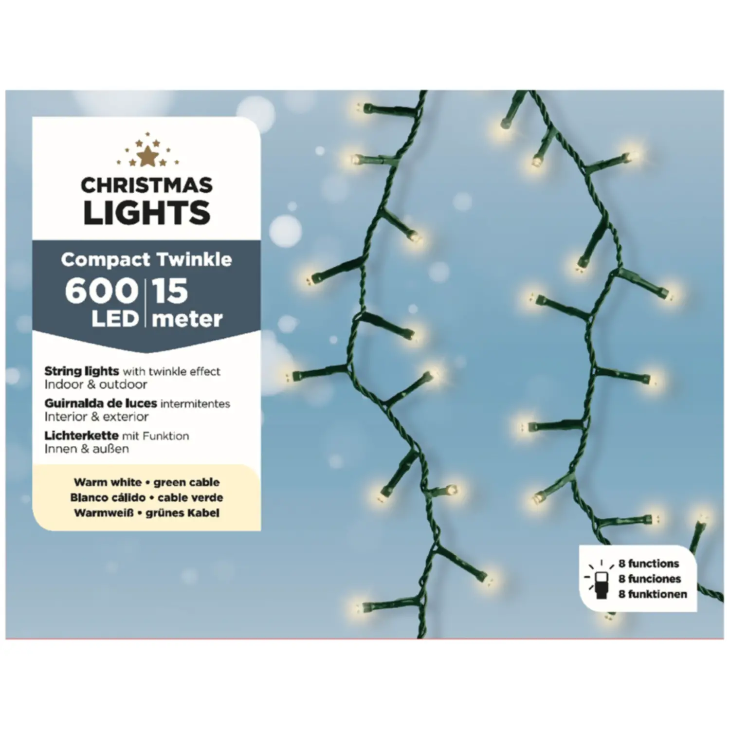 Luci di Natale Lumineo Compact - 400 Led Bianco caldo - Filo Verde da 15 metri - luci