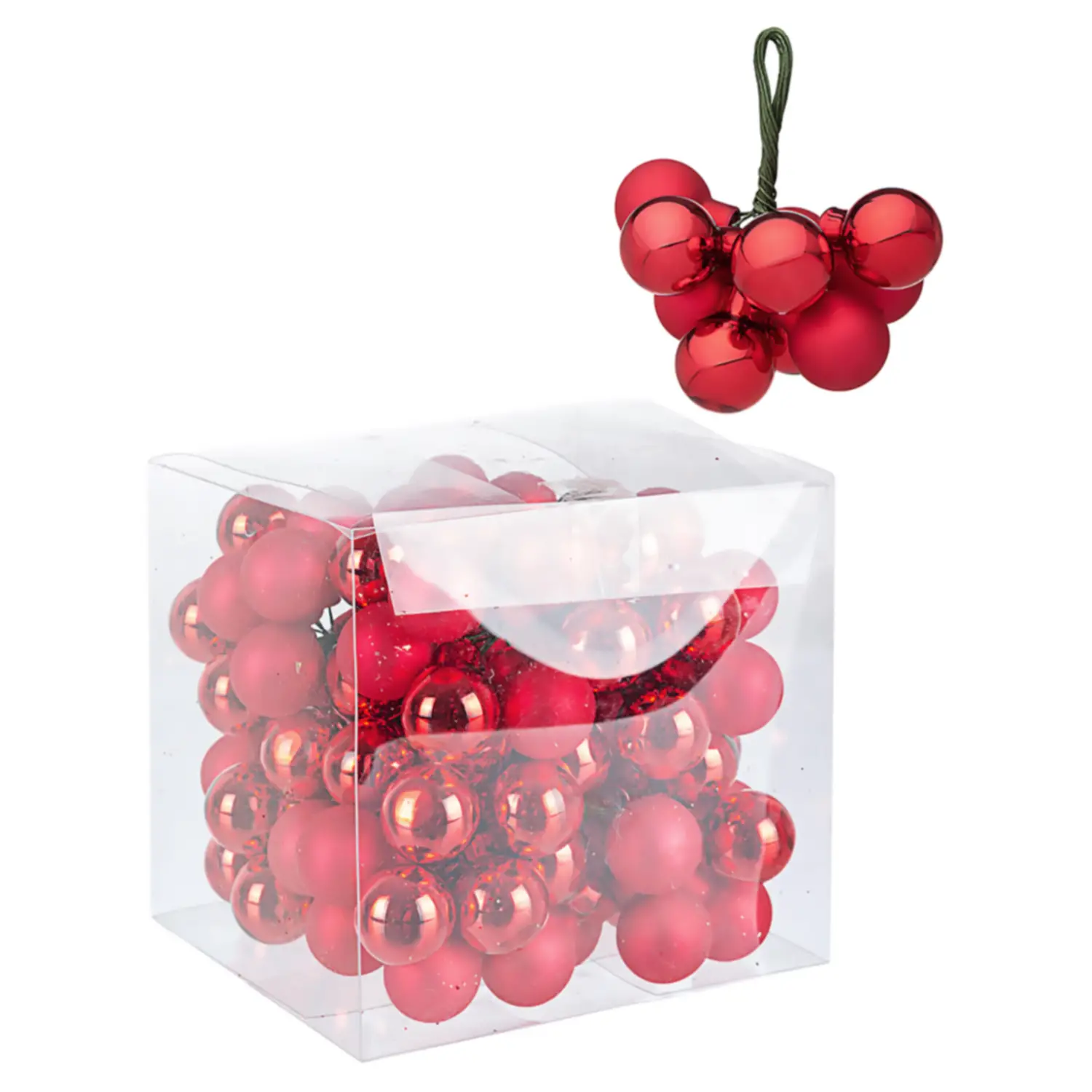 Mazzo 10 Sfere 20mm Rosso Lucido-Opaco Assortito – Natale Naturale e Brillante - addobbi albero