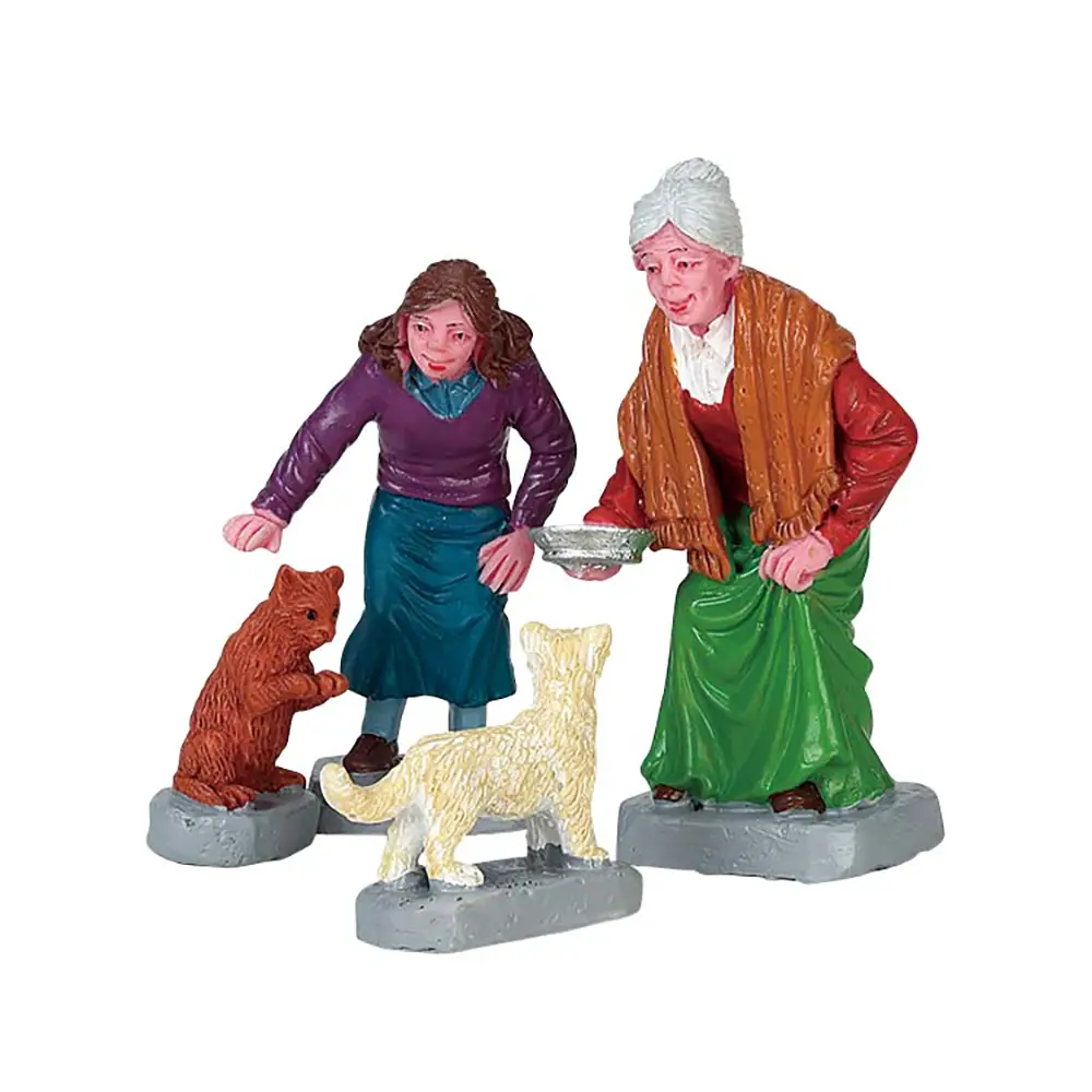 Statuetta Crema per Gattino Set di 4 Pezzi - scene e villaggi