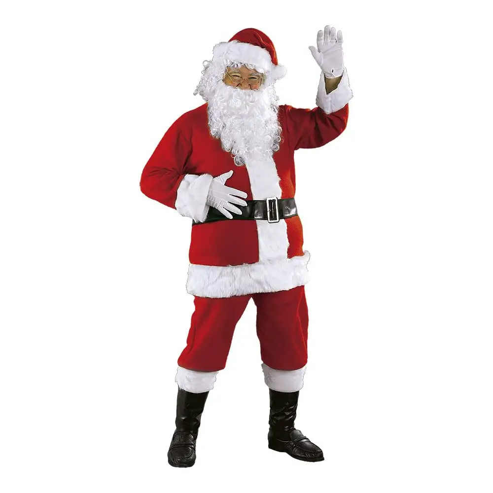 Costume Babbo Natale Deluxe adulti, Vestito completo e parruca con barba, Taglia Unica - addobbi casa