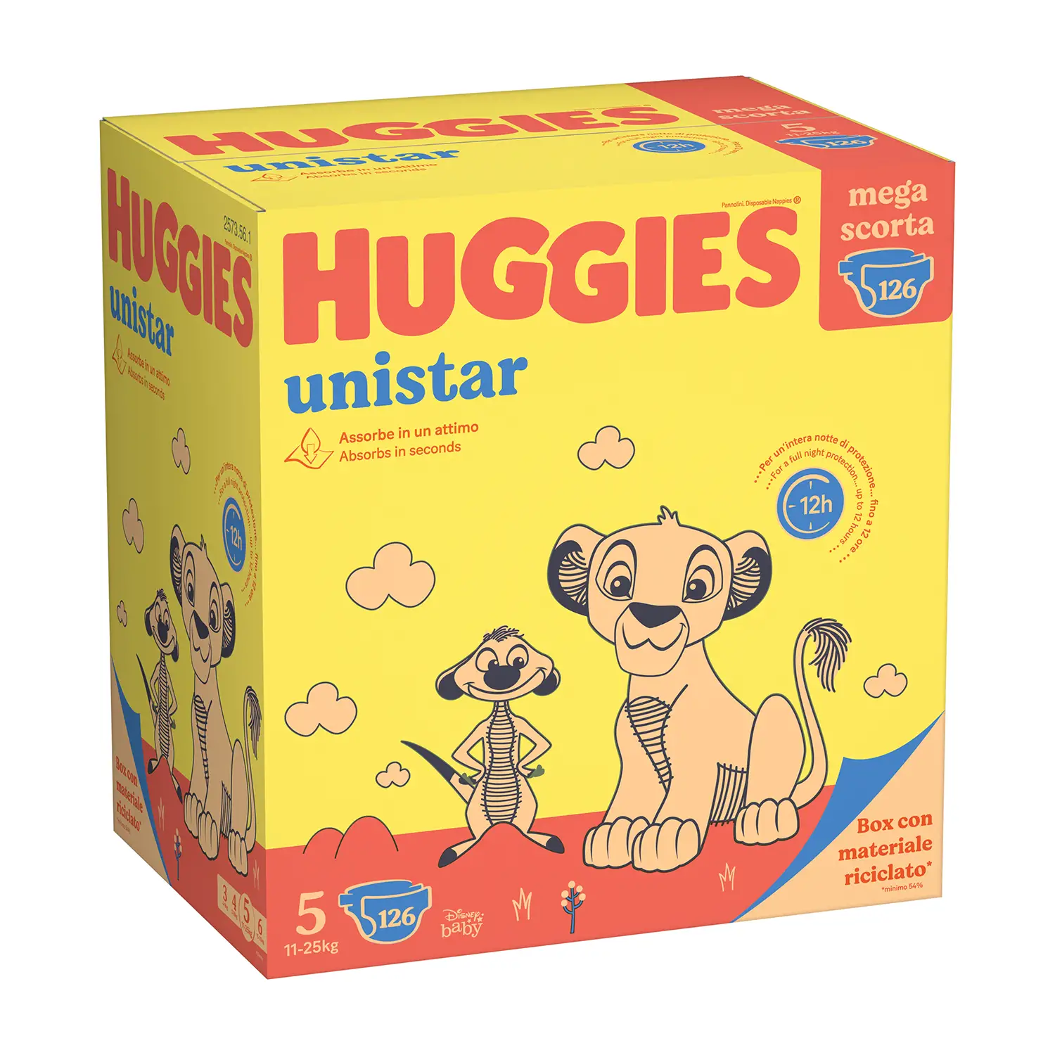 Pannolini Huggies Unistar Megapack - Taglia 5 - 11-25 Kg - 126 Pezzi - pannolini e salviettine