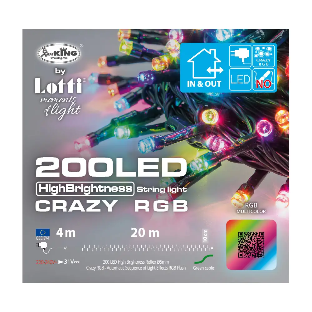 Catena Luminosa 200 LED RGB Crazy 20 m con Giochi di Luce - luci