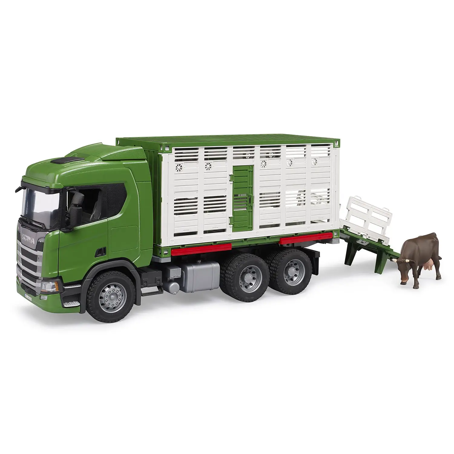 BRUDER 03548 Camion Trasporto Animali Scania Super 560R con Bue - modellini