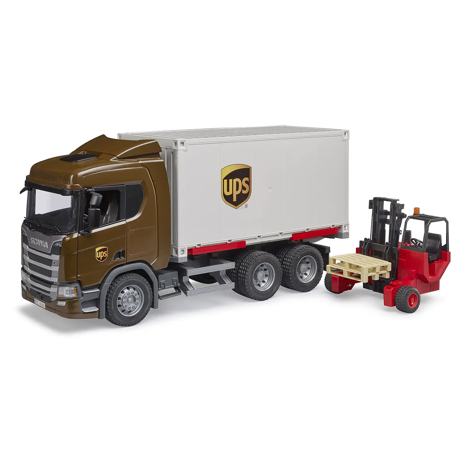 Camion Ups Logistica Scania Super 560R con Carrello Elevatore - modellini