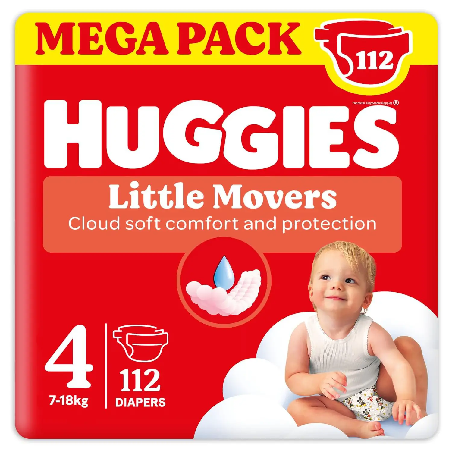 Pannolini Huggies Little Movers Megapack - Taglia 4 - 7-18 Kg - 112 Pezzi - pannolini e salviettine