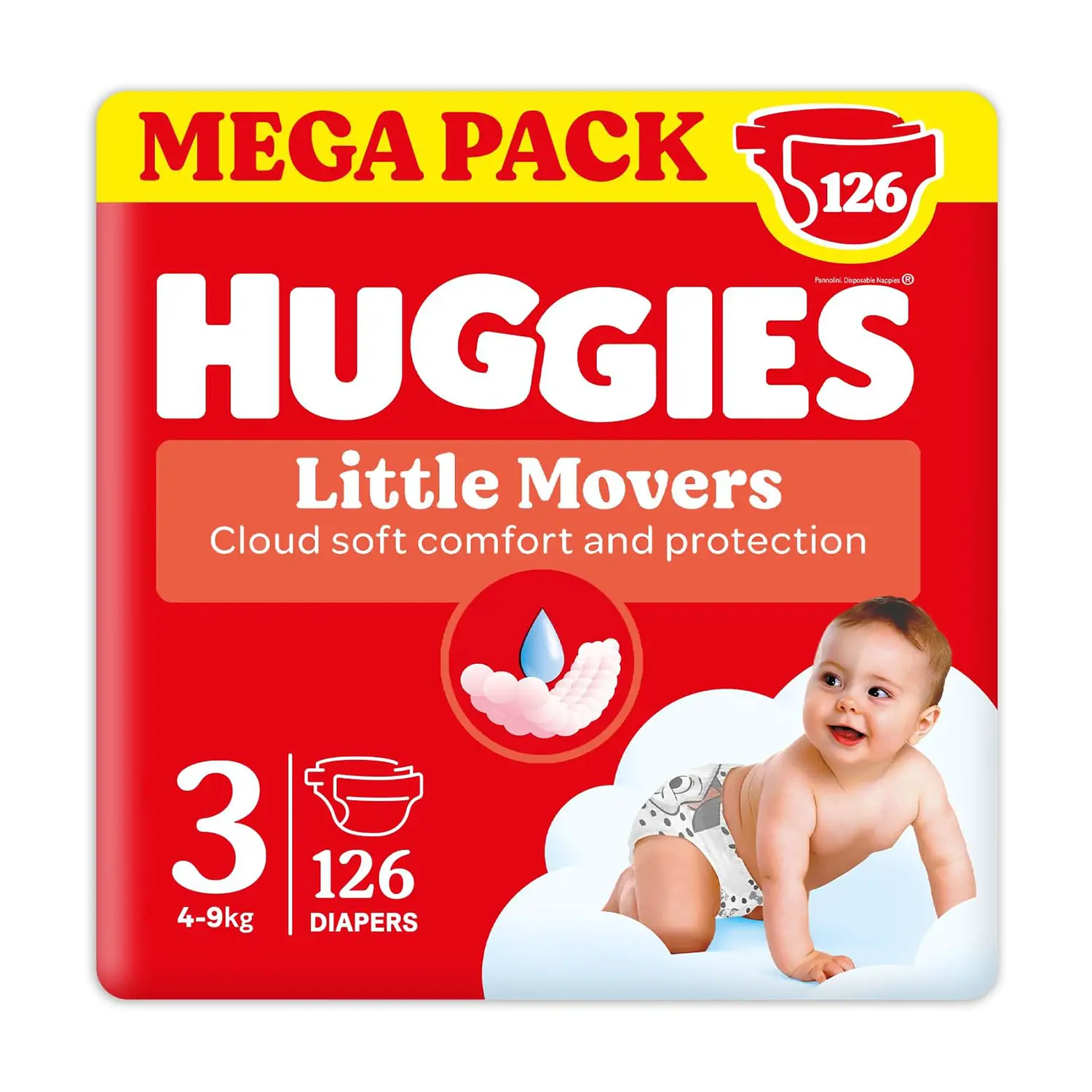 Pannolini Huggies Little Movers Megapack - Taglia 3 - 4-9 Kg - 126 Pezzi - pannolini e salviettine