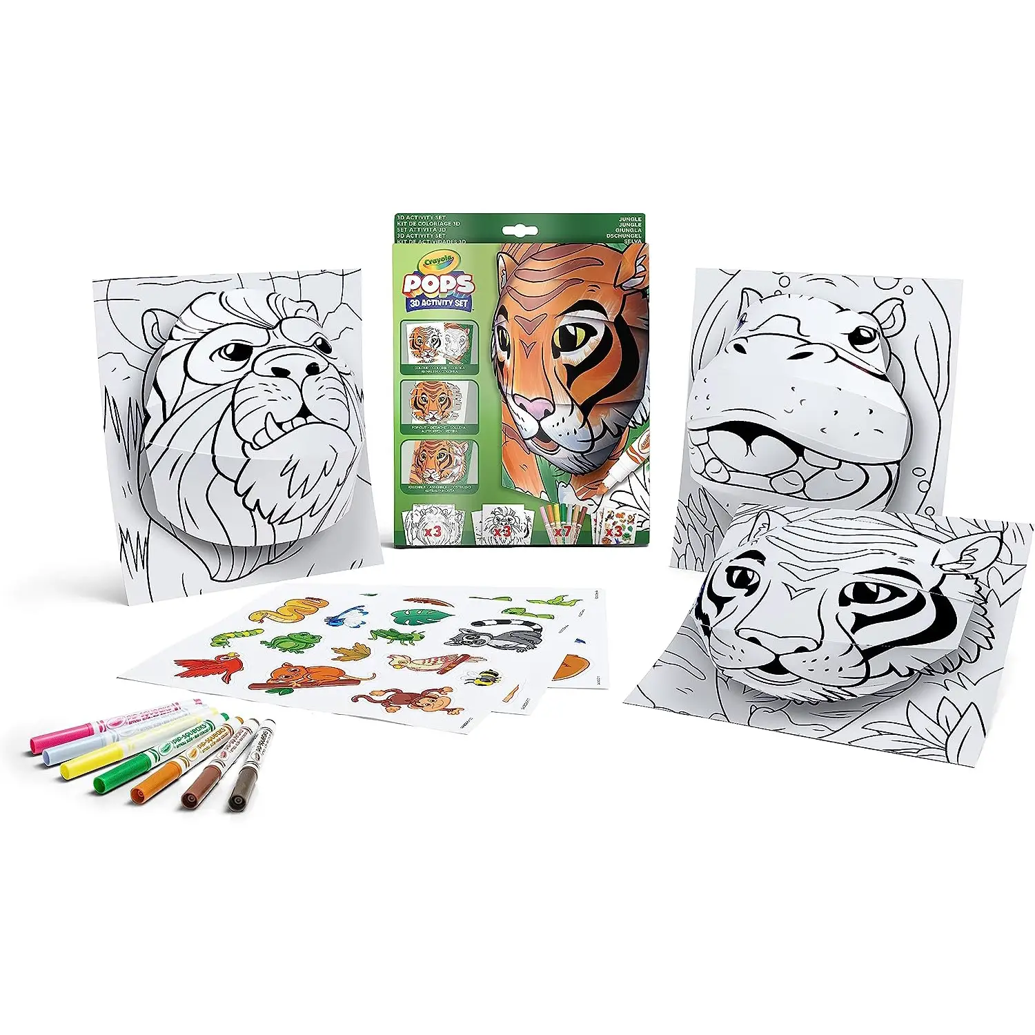 Set Attività Pops Giungla da Colorare e costruire - creatività