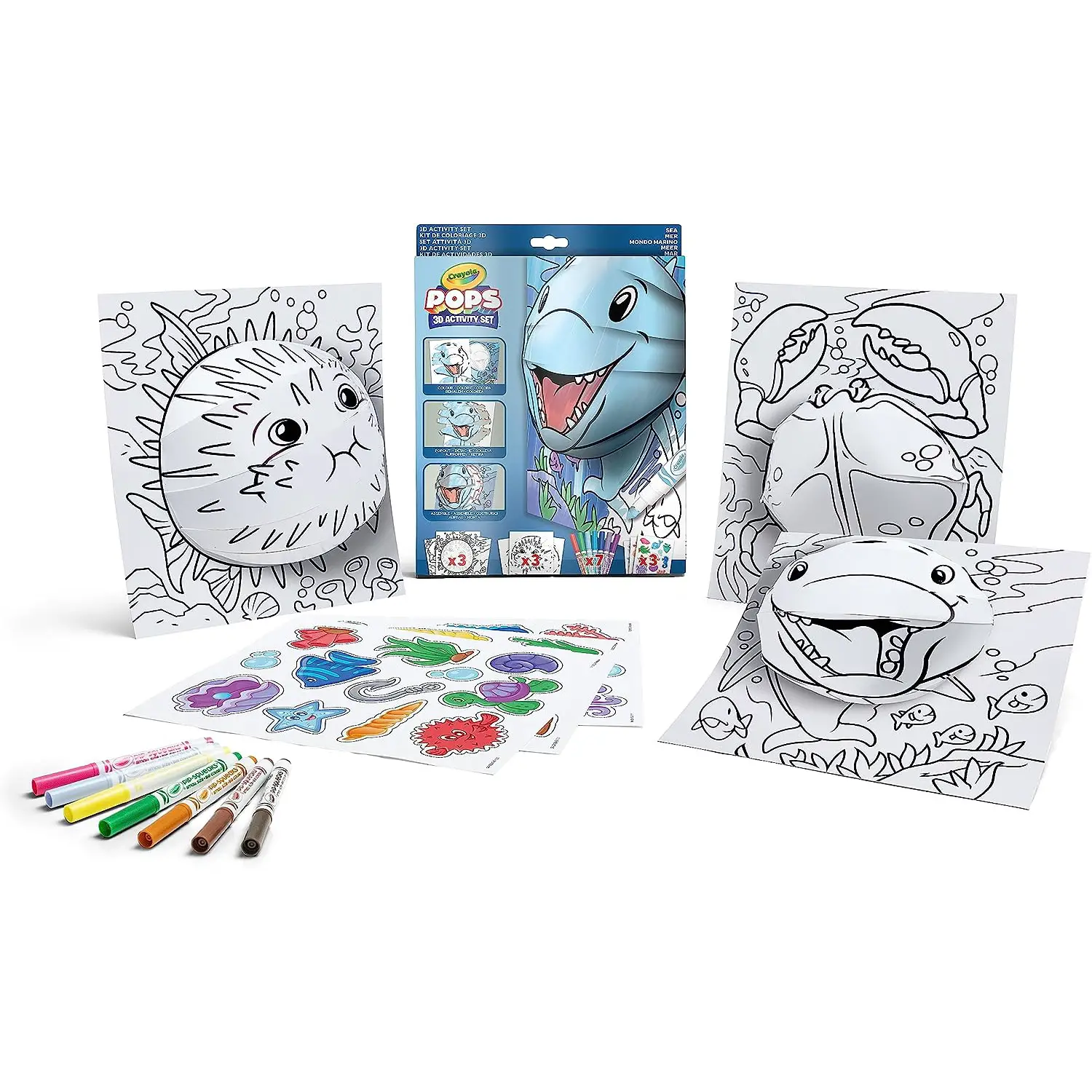 Set Attività Pops Mondo Marino da Colorare e costruire - creatività