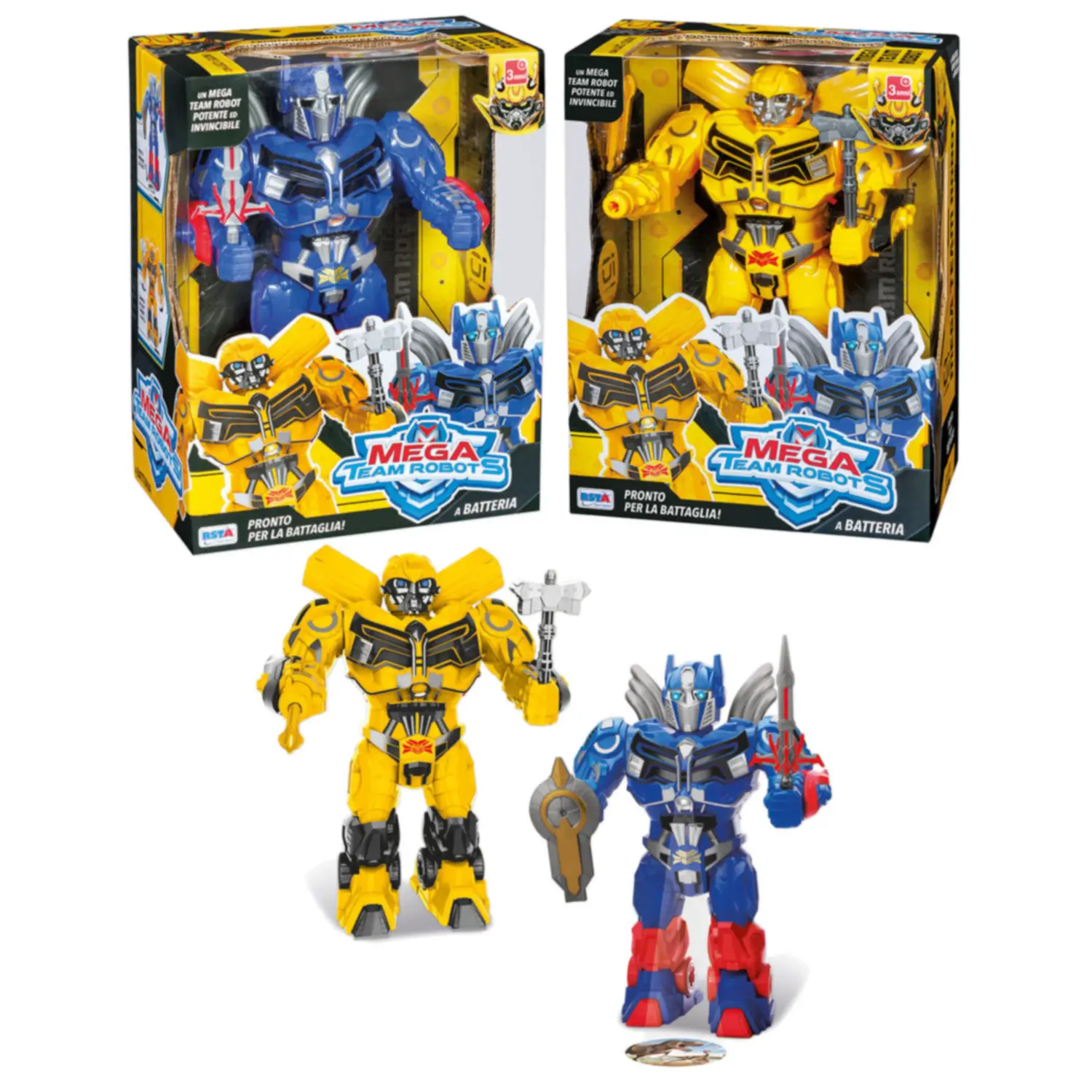 Mega Team Robot Batteria Cammina Luci Suoni 2 Assortiti - play set