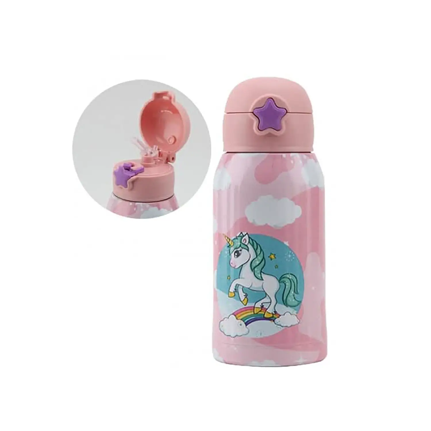 Borraccia Termica Mypiky Baby Con Cannuccia ml 500 Unicorno - borracce