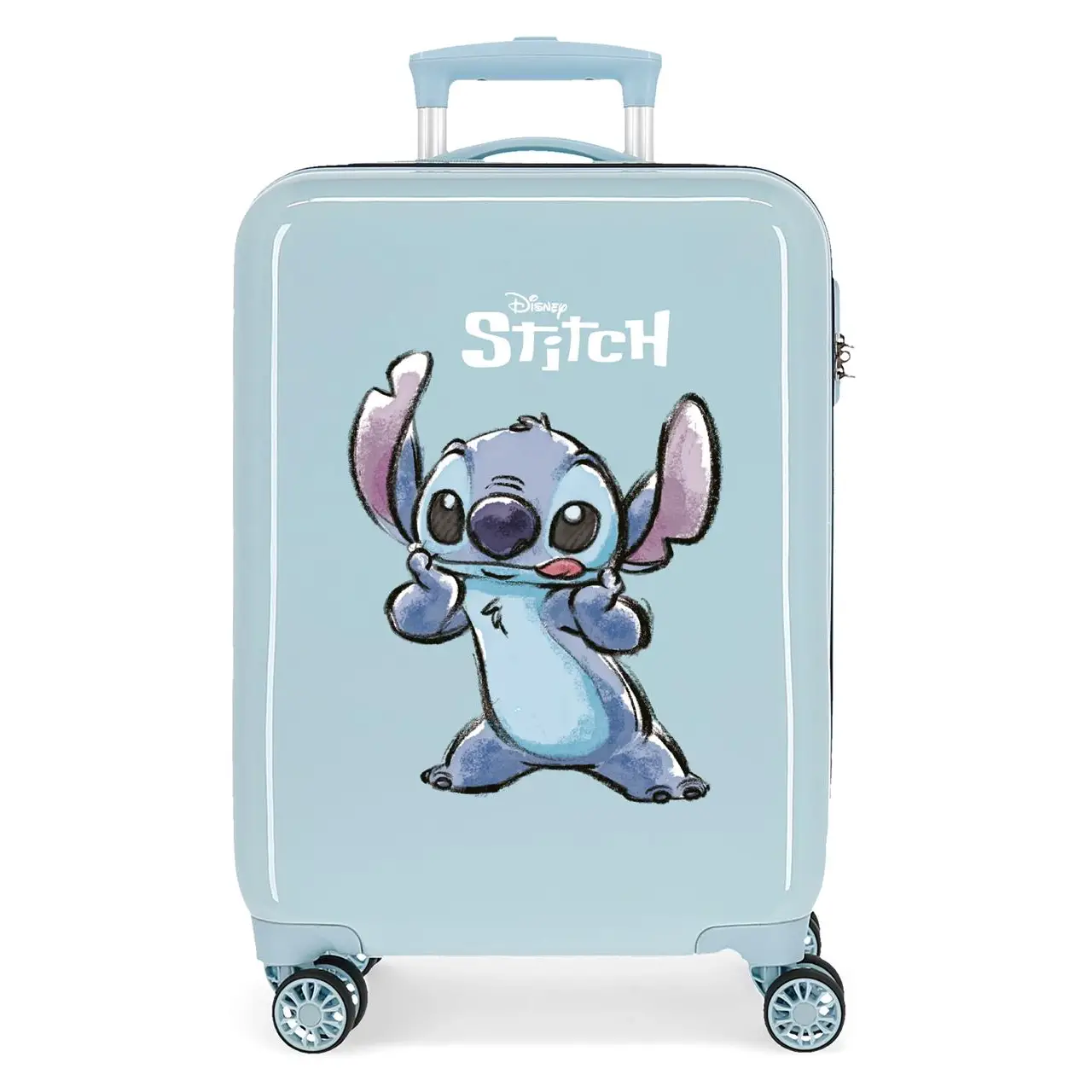 Stitch Make A Face Trolley ABS 55 cm 4 Ruote Celeste - valige e borse da viaggio